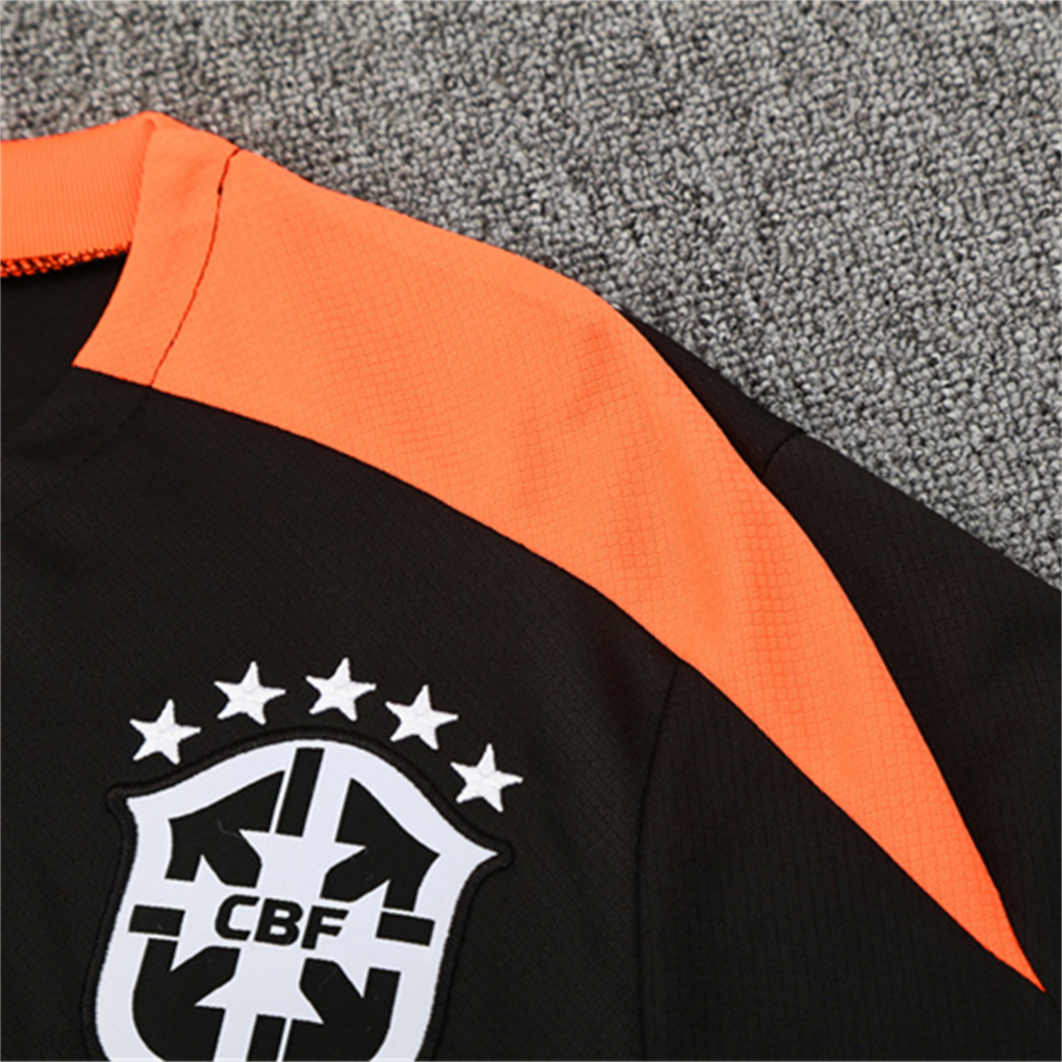 TKH-turbokithub-Brazil 25-26 Kids Short-Sleeve Training Set - Black Top & Black Shorts