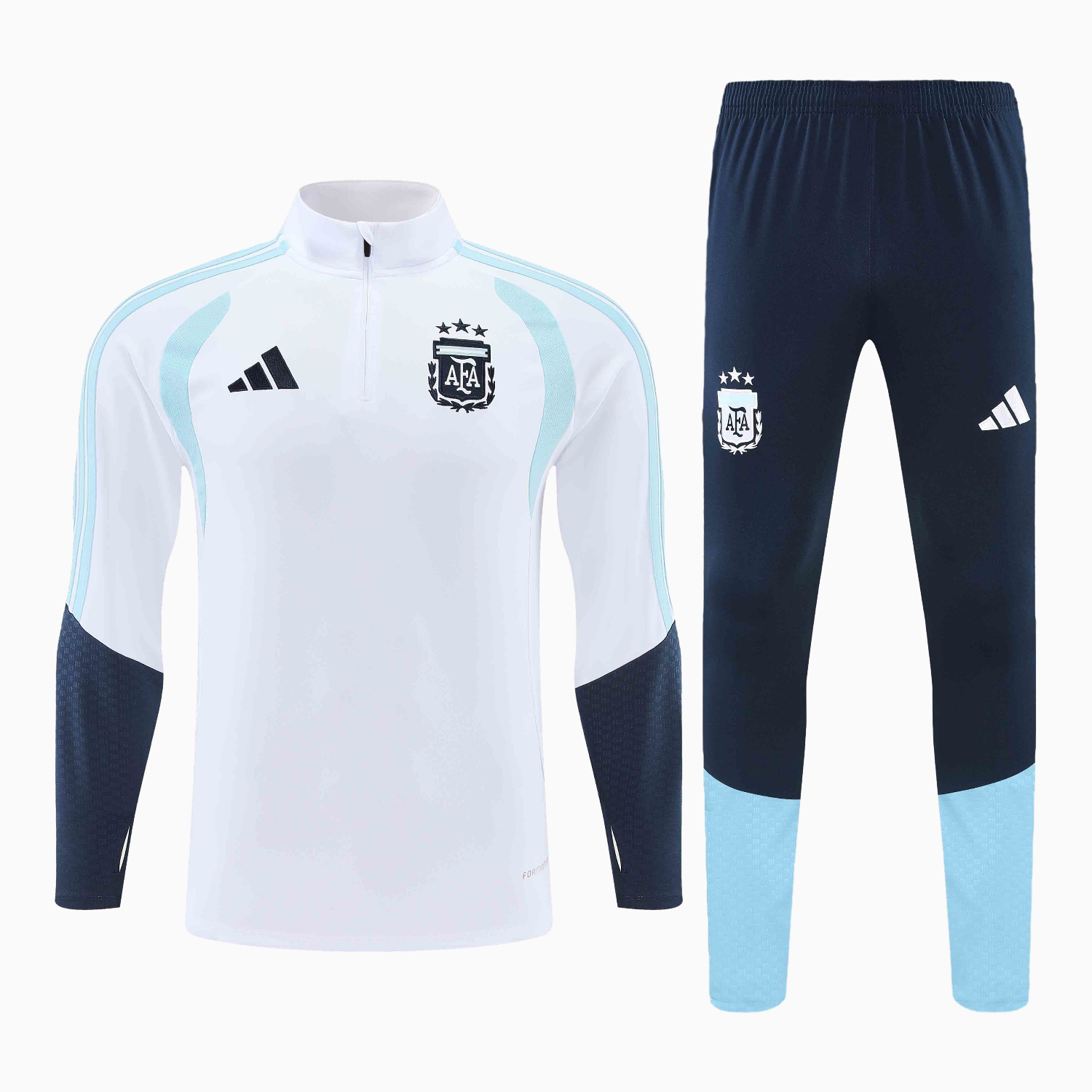 TKH-turbokithub-Argentina 2026 Kids Long Sleeve Training Set - White Top & Black Pants