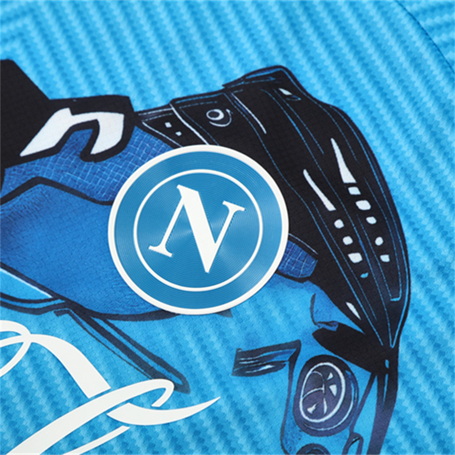 TKH-turbokithub-Napoli 25-26 Kids Short-Sleeve Training Set - Blue Mecha Top & Black Shorts