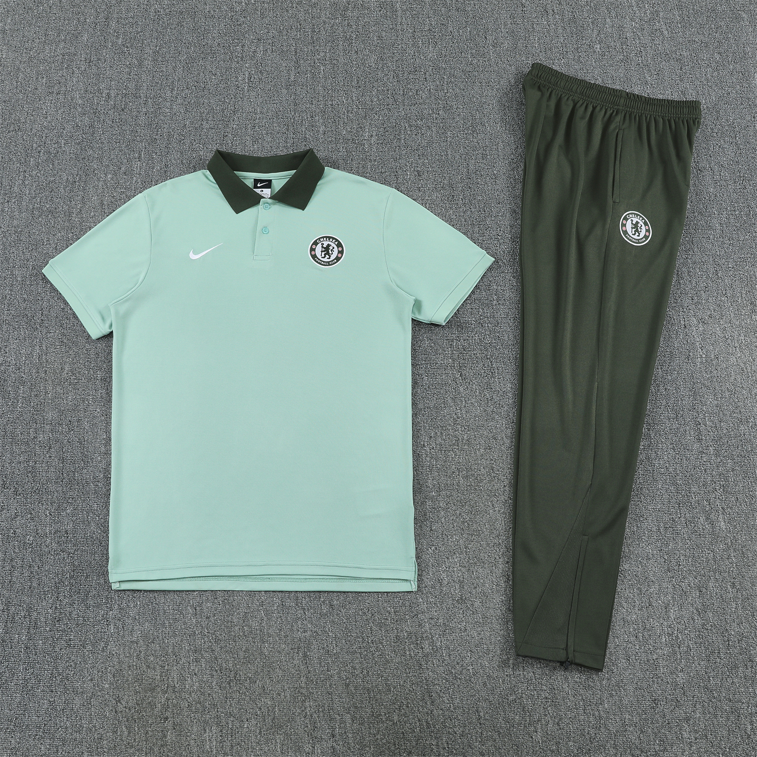 TKH-turbokithub-C.H.E.L.S.E.A 25-26 POLO Short-Sleeve Training Set - Light Green Top and Dark Green Pants