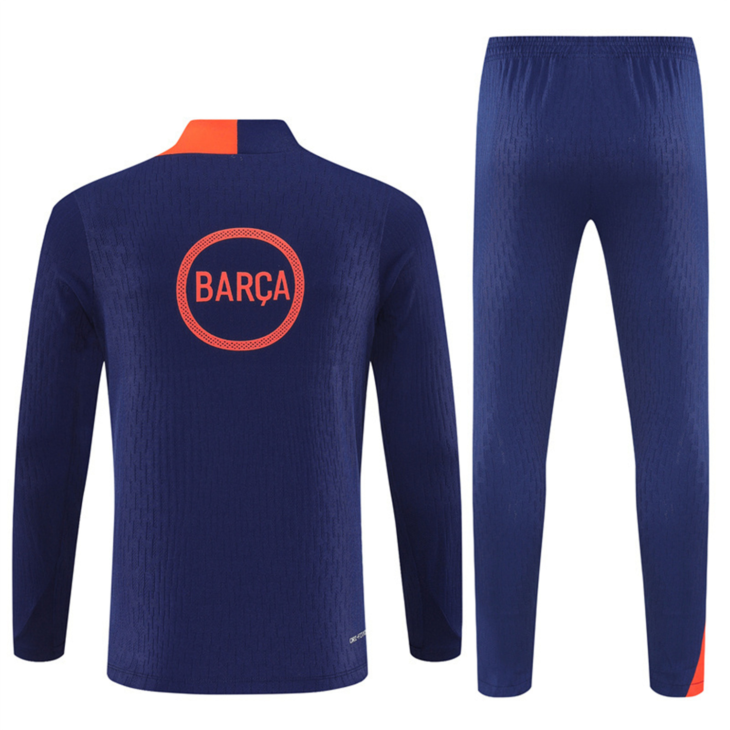 TKH-turbokithub-Barcelona 25-26 Kids Long Sleeve Training Set - Royal Blue Top Orange Sponsor & Royal Blue Pants