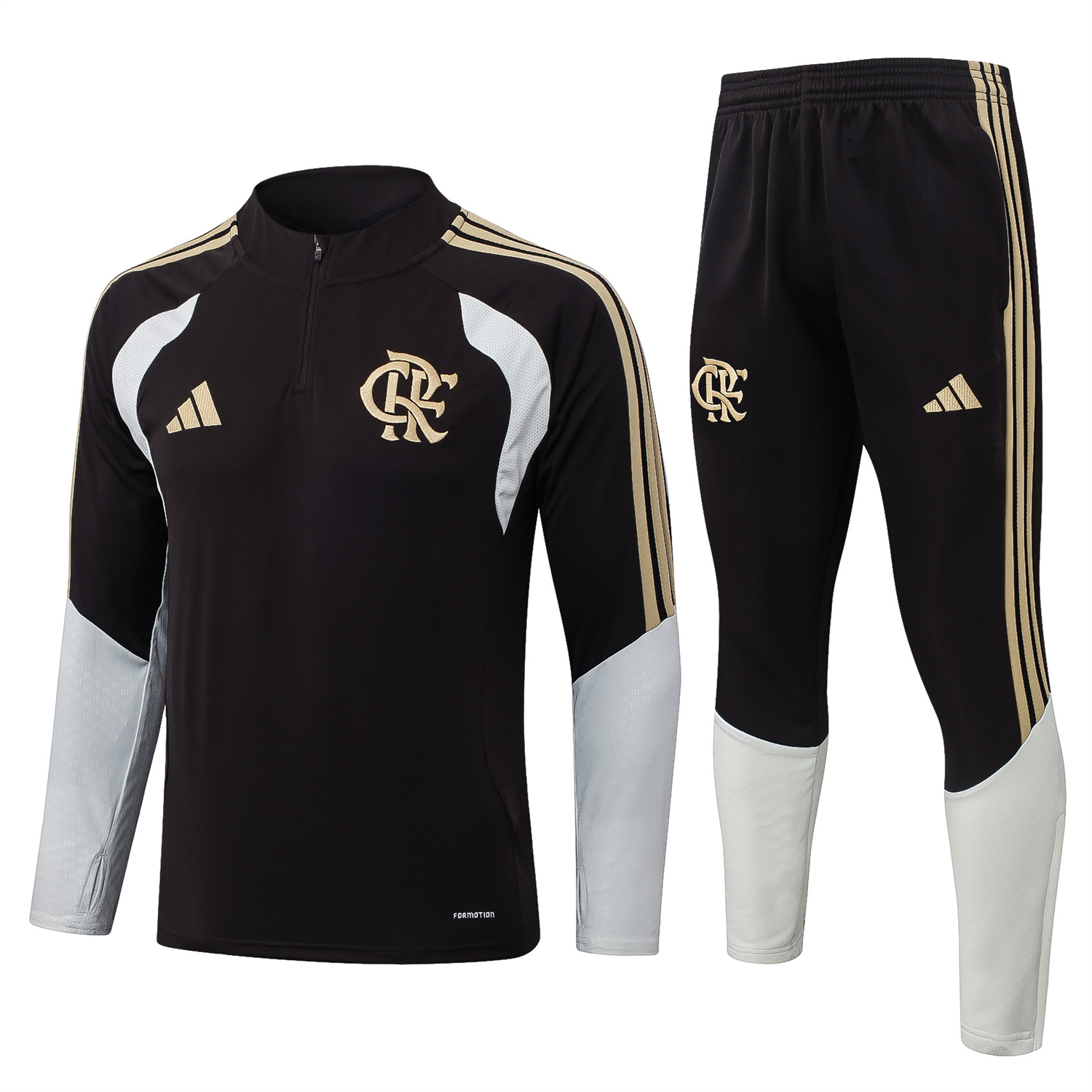 TKH-turbokithub-Flamengo 2026 Long Sleeve Training Set - Black With White Top & Pants