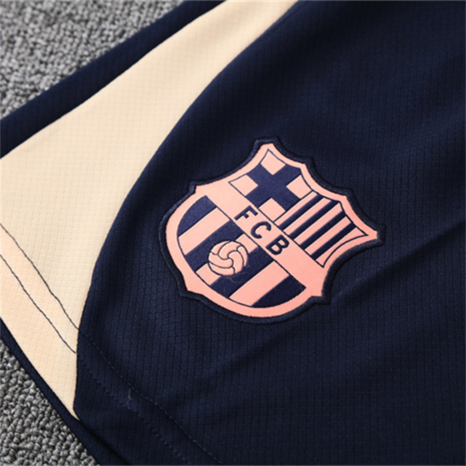 TKH-turbokithub-Barcelona 25-26 Short-Sleeve Training Set - Beige Top & Blue Shorts