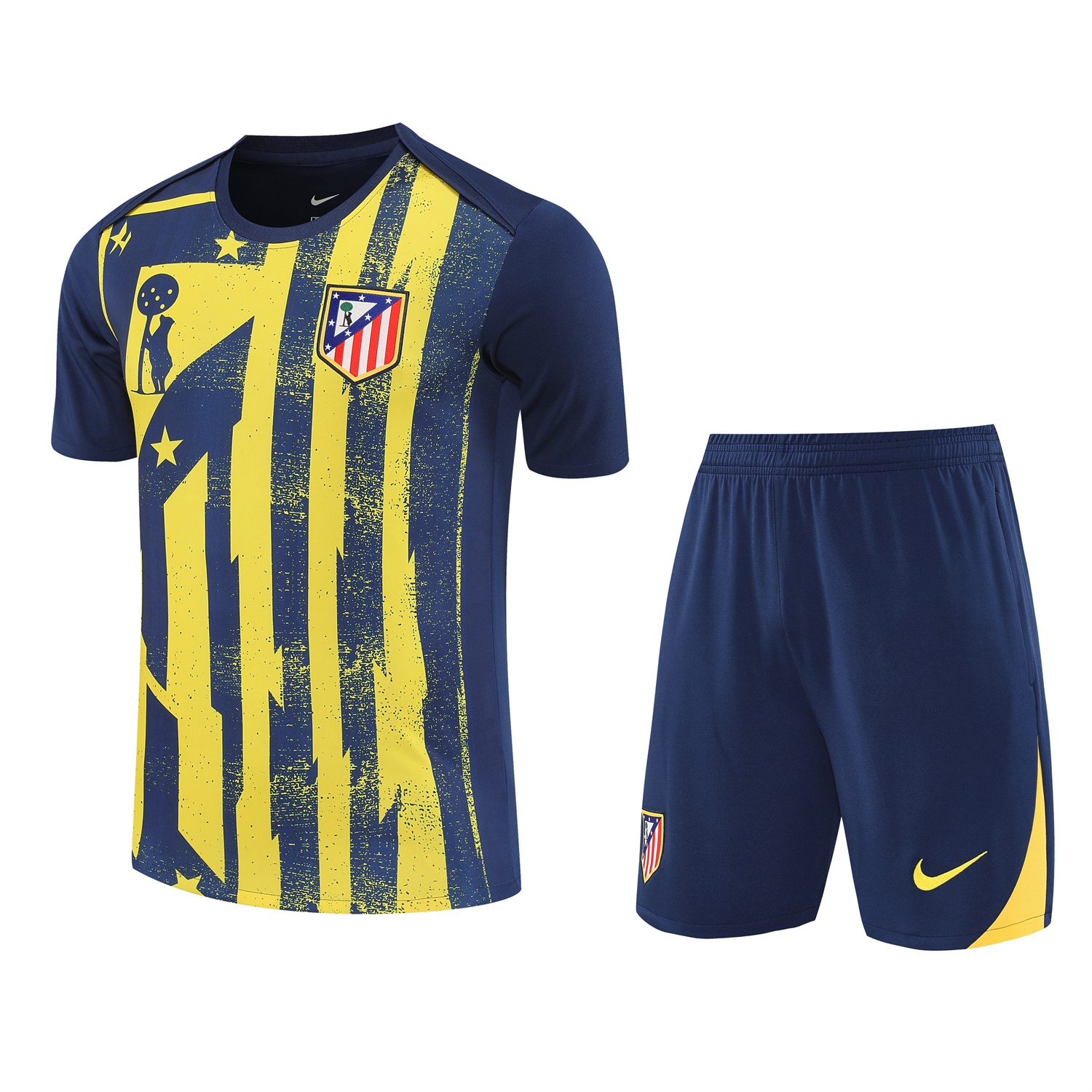 TKH-turbokithub-Atletico Madrid Short-Sleeve Training Set - Blue Yellow Top & Blue Shorts