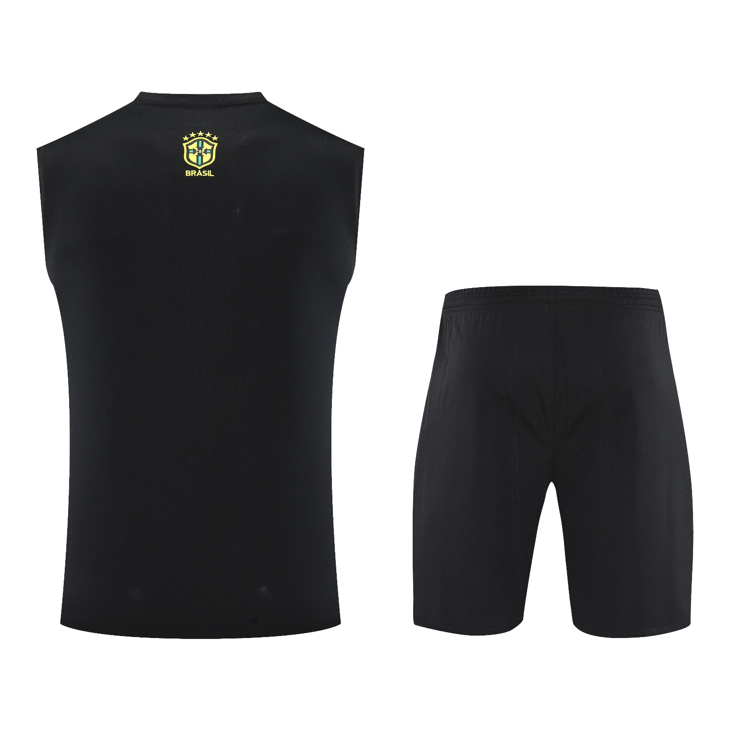 TKH-turbokithub-Brazil 25-26 Yellow Jesus Statue Vest Training Set - Yellow Vest & Black Shorts