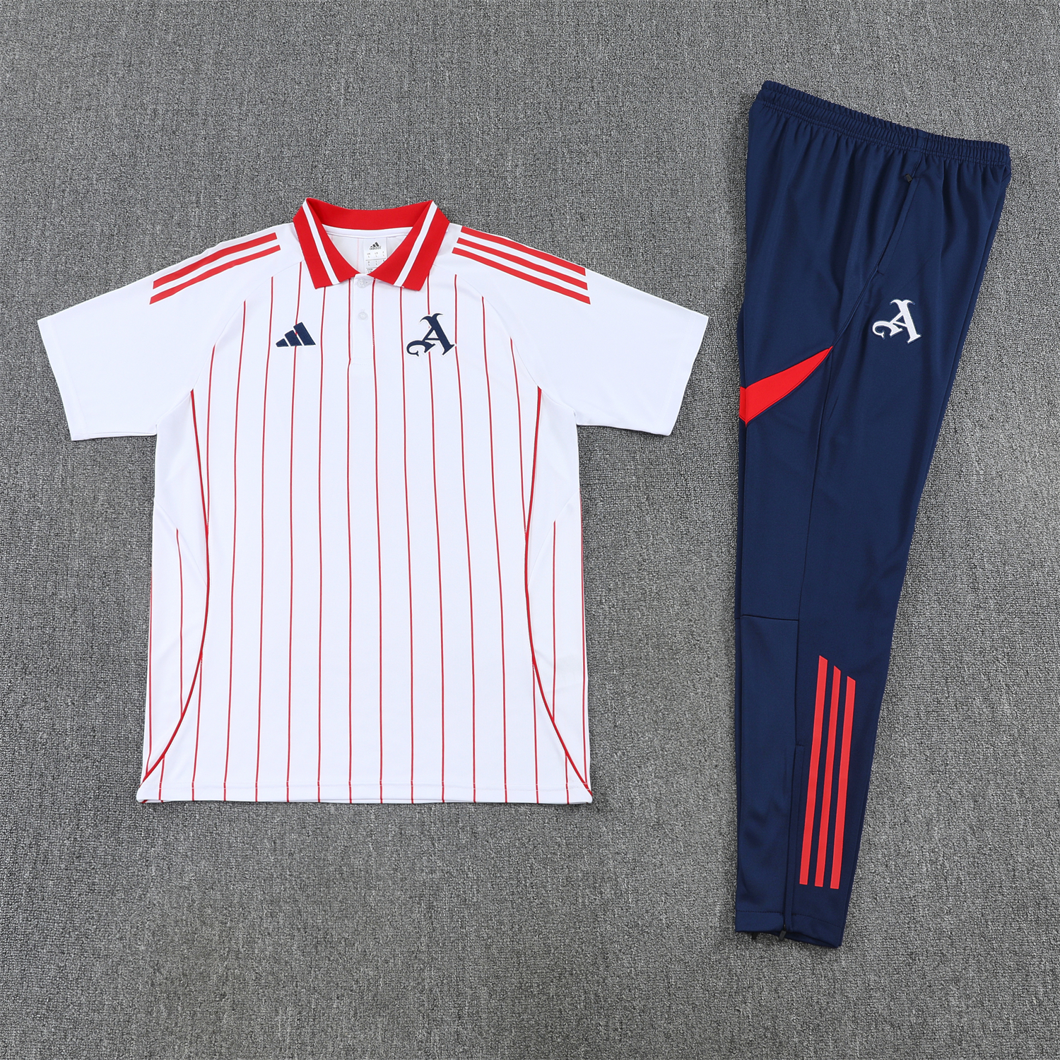 TKH-turbokithub-Arsenal 25-26 POLO Short-Sleeve Training Set - White Top and Deep Blue Pants