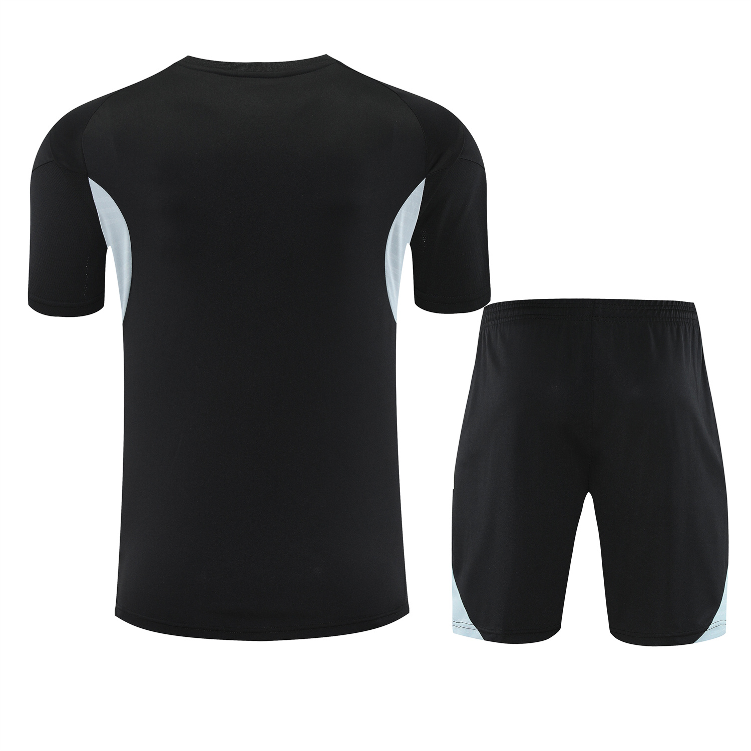 TKH-turbokithub-INT M.A.M 25-26 Short-Sleeve Training Set - Light Grey Stripes Black Top & Black Shorts
