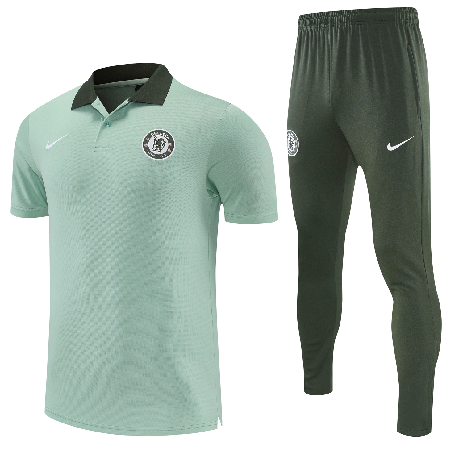 TKH-turbokithub-C.H.E.L.S.E.A 25-26 POLO Short-Sleeve Training Set - Light Green Top and Dark Green Pants