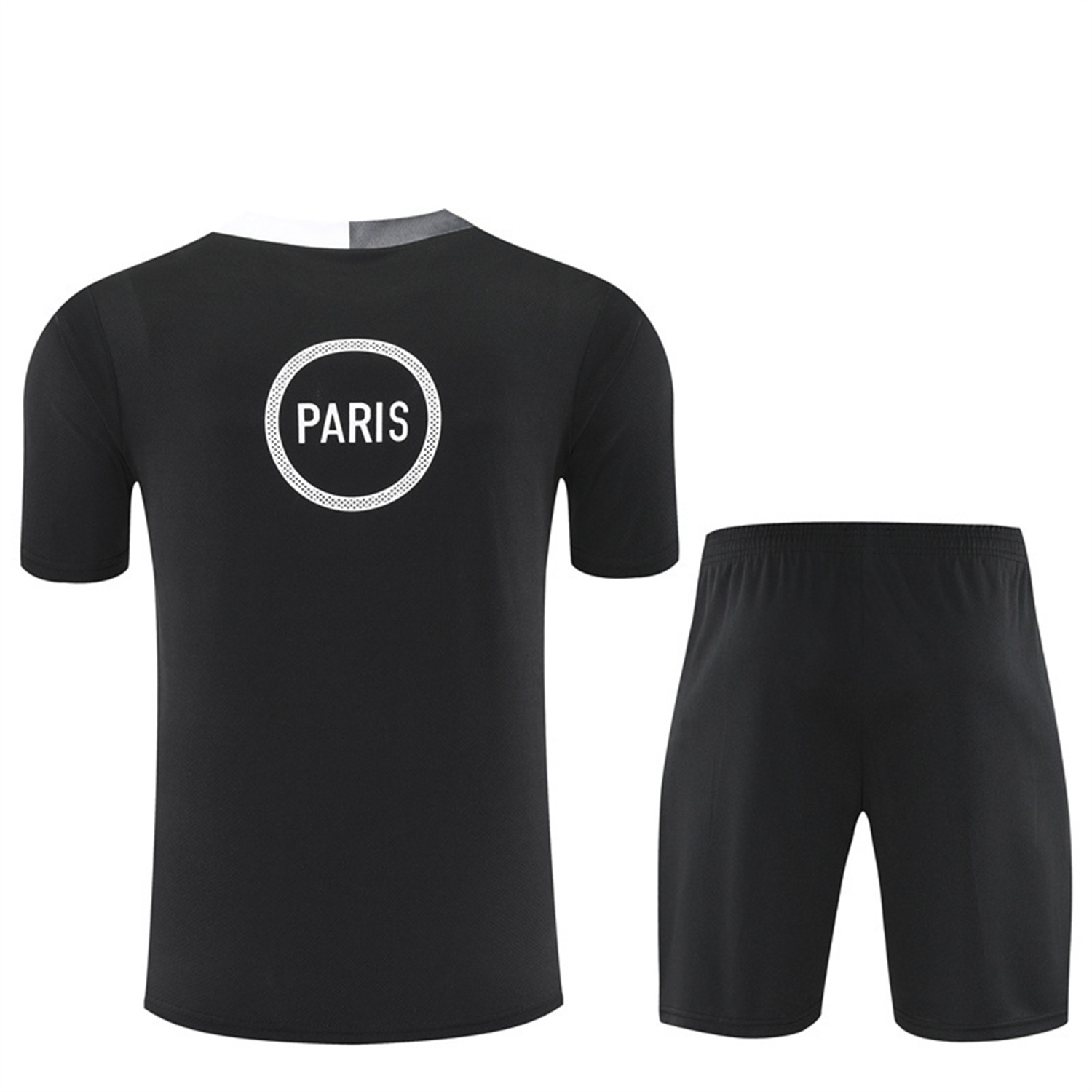 TKH-turbokithub-Paris Saint-Germain PSG 25-26 Short-Sleeve Training Set - White Edge Black Top & Black Shorts