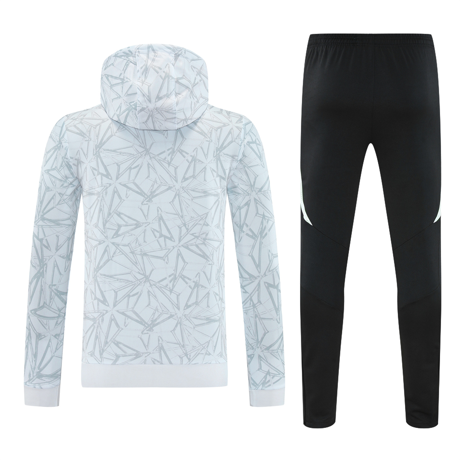 TKH-turbokithub-Real Madrid 25-26 Traning Hoodie Set - Triangular Spots White Hoodie With Black Pants