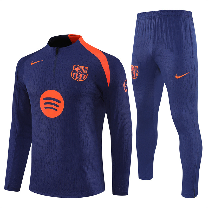 TKH-turbokithub-Barcelona 25-26 Long Sleeve Training Set - Royal Blue Top Orange Sponsor & Royal Blue Pants
