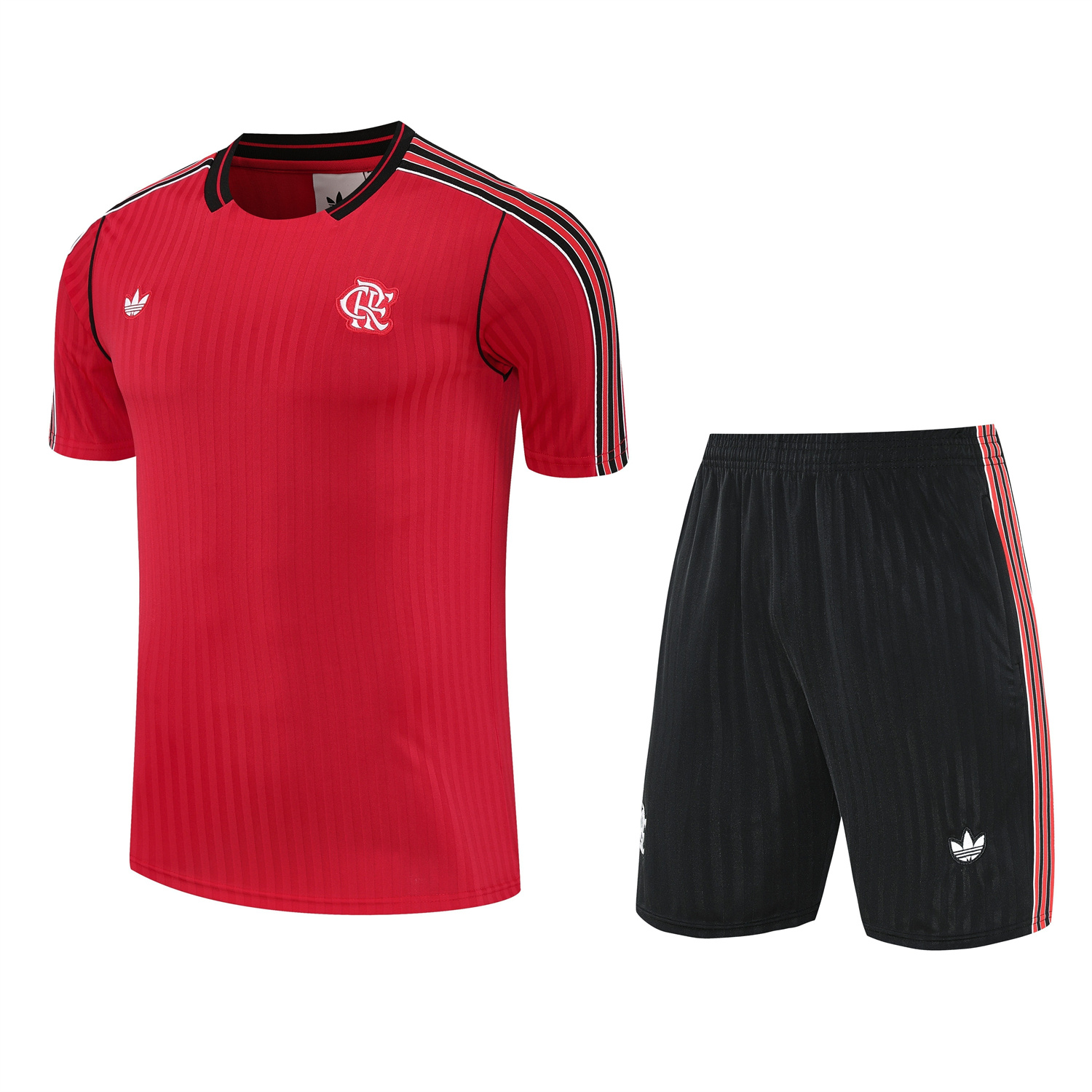 TKH-turbokithub-Flamengo 25-26 Short-Sleeve Training Set - Red Top & Black Shorts