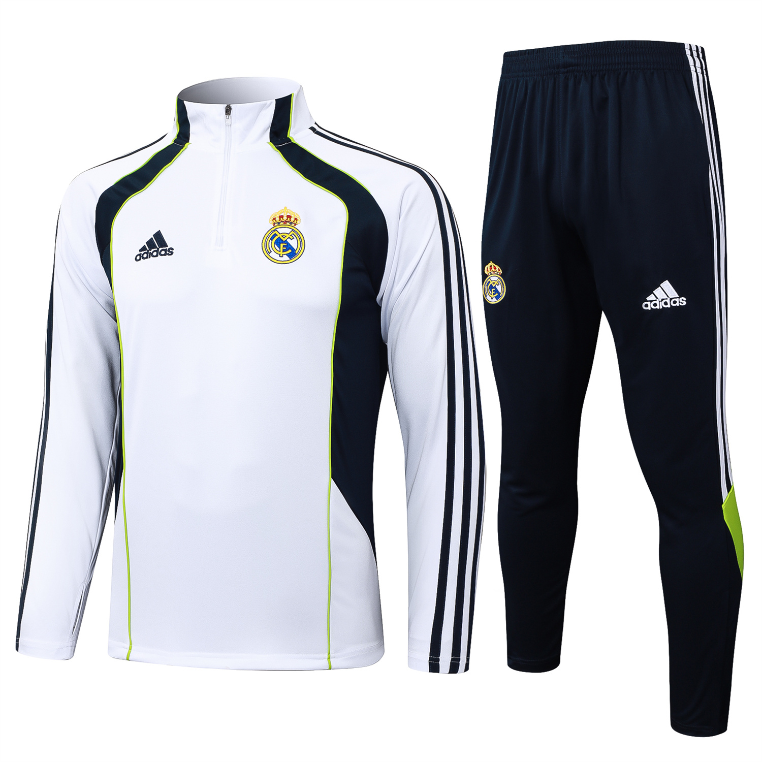 TKH-turbokithub-Real Madrid 25-26 Long Sleeve Training Set - White Urban Purist Style and Deep Blue Pants