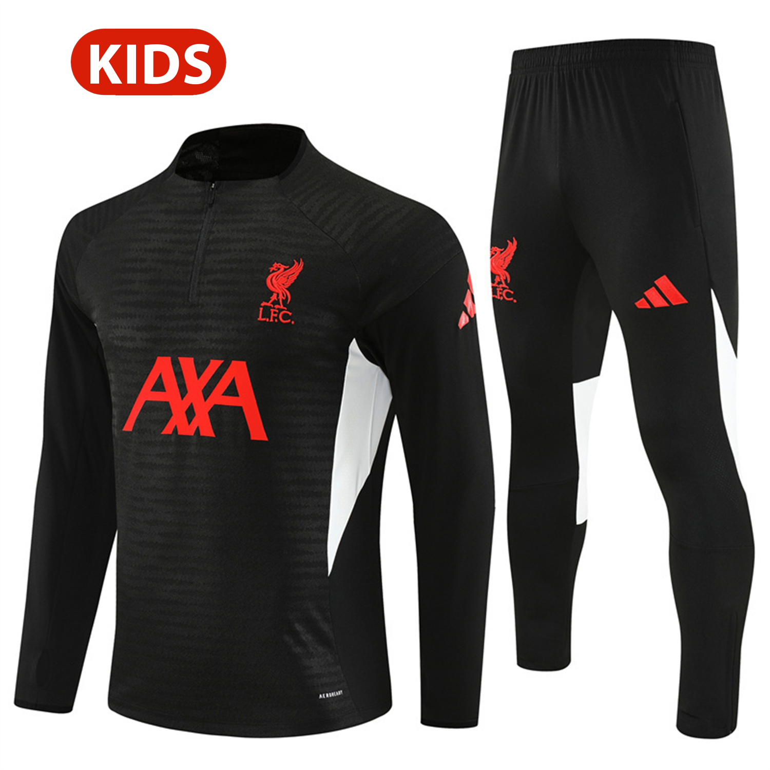 TKH-turbokithub-Liver.pool 25-26 Kids Long Sleeve Training Set - Player Version - Black Top & Black Pants