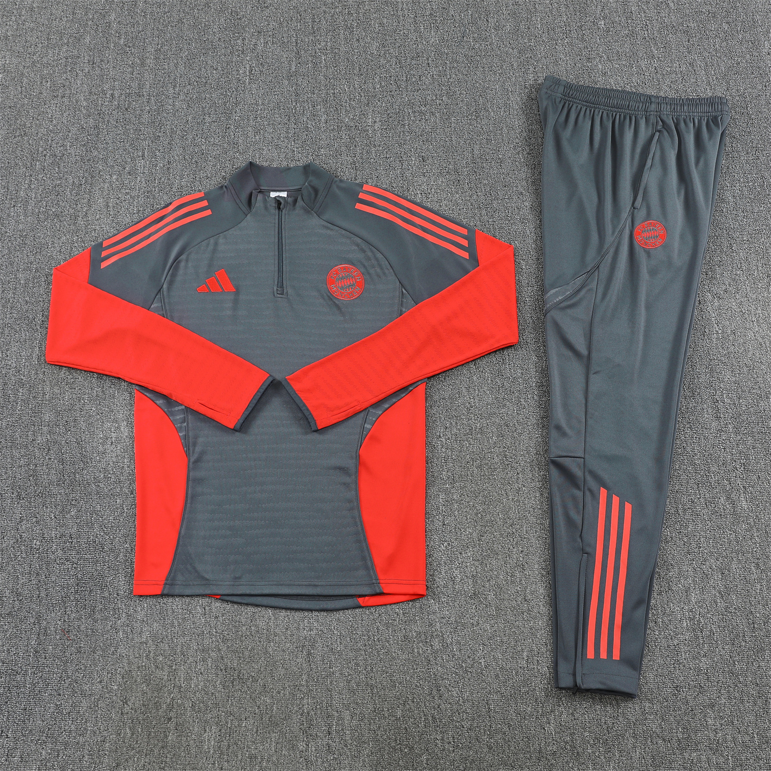 TKH-turbokithub-Bayern Munich 25-26 Long Sleeves Training Set - Dark Grey And Red Top & Pants