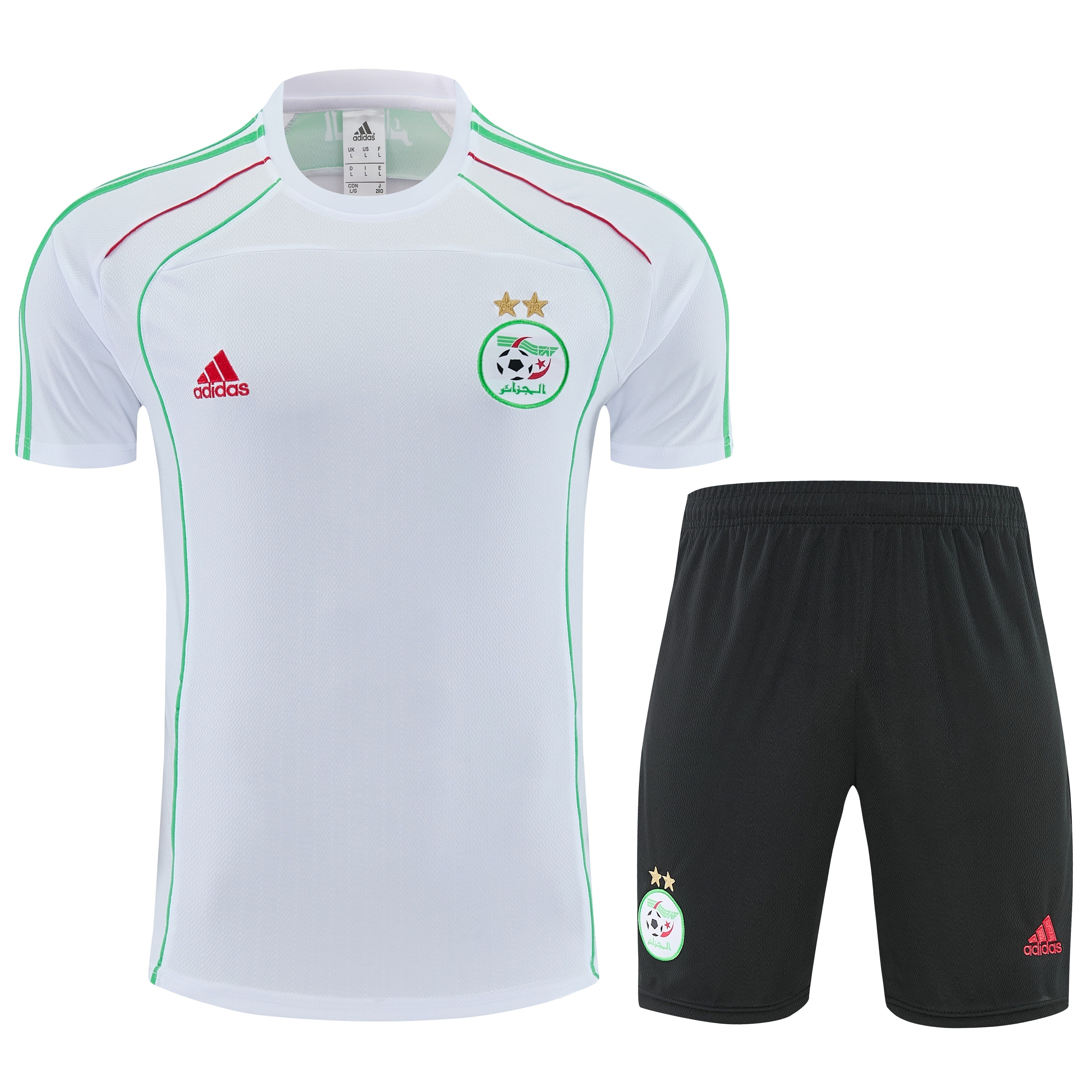 TKH-turbokithub-Algeria 2026 Short-Sleeve Training Set - White Top and Black Shorts