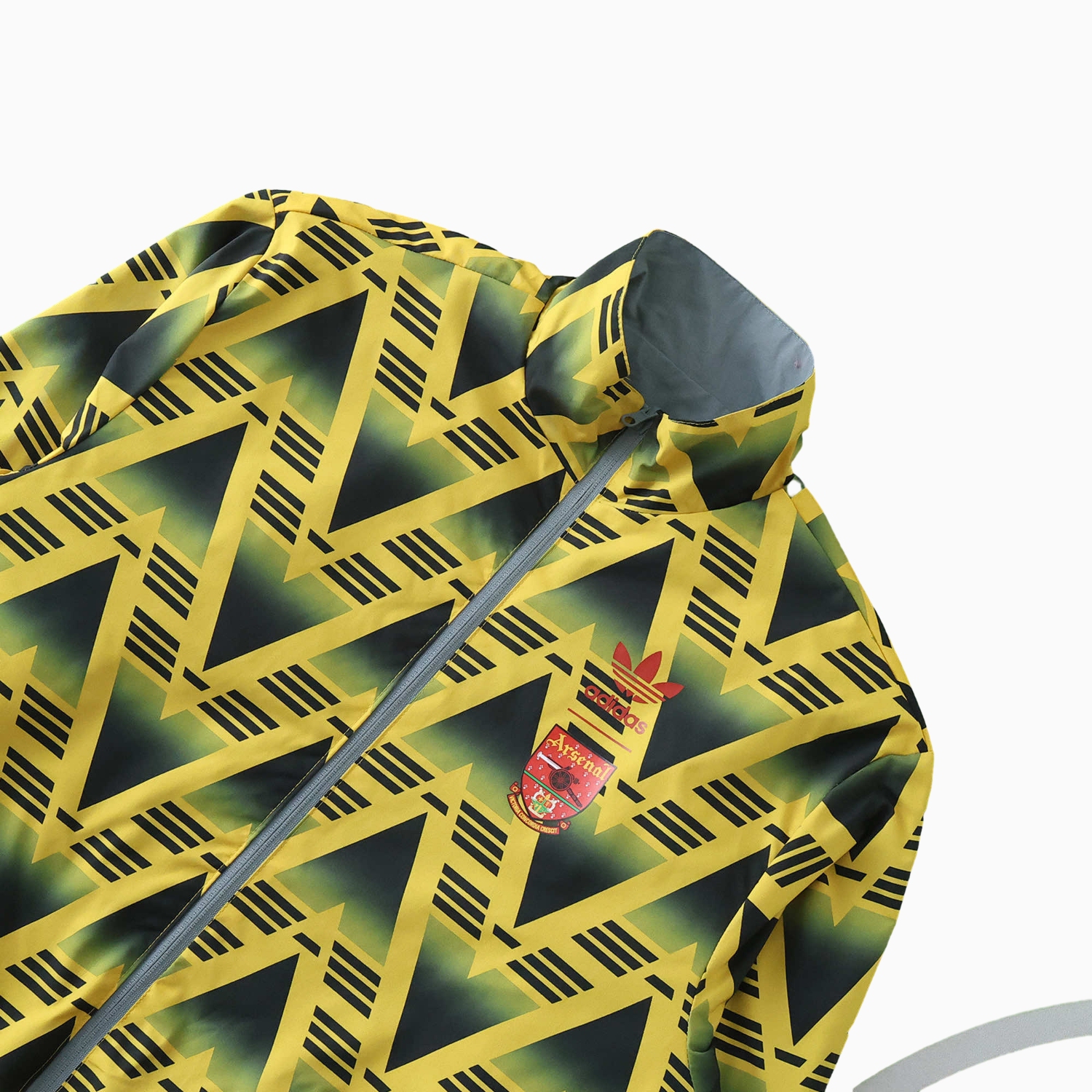TKH-turbokithub-Retro Arsenal 1991-93 Away Double Sided Reversible Windbreaker - Yellow & Grey