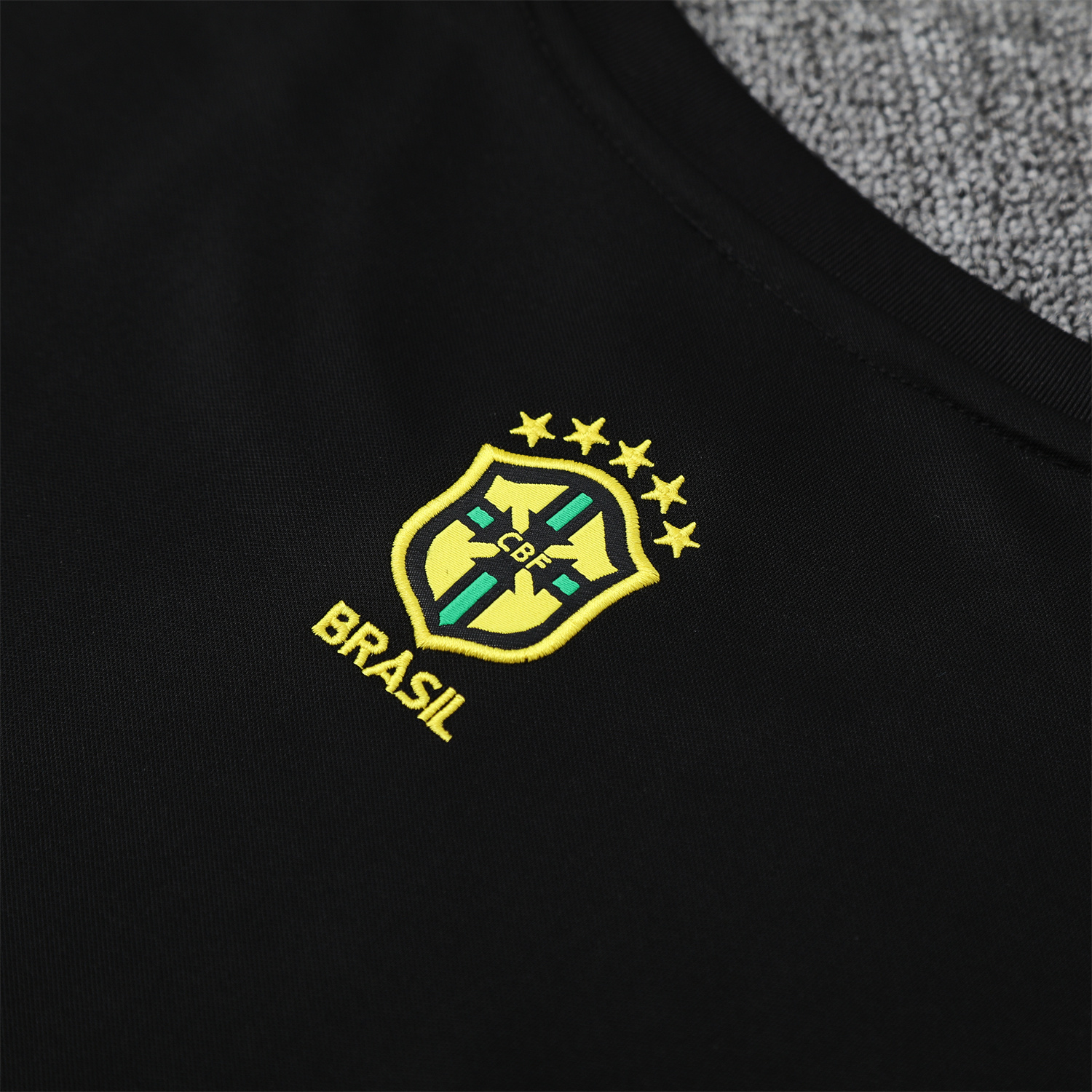 TKH-turbokithub-Brazil 25-26 Yellow Jesus Statue Vest Training Set - Yellow Vest & Black Shorts