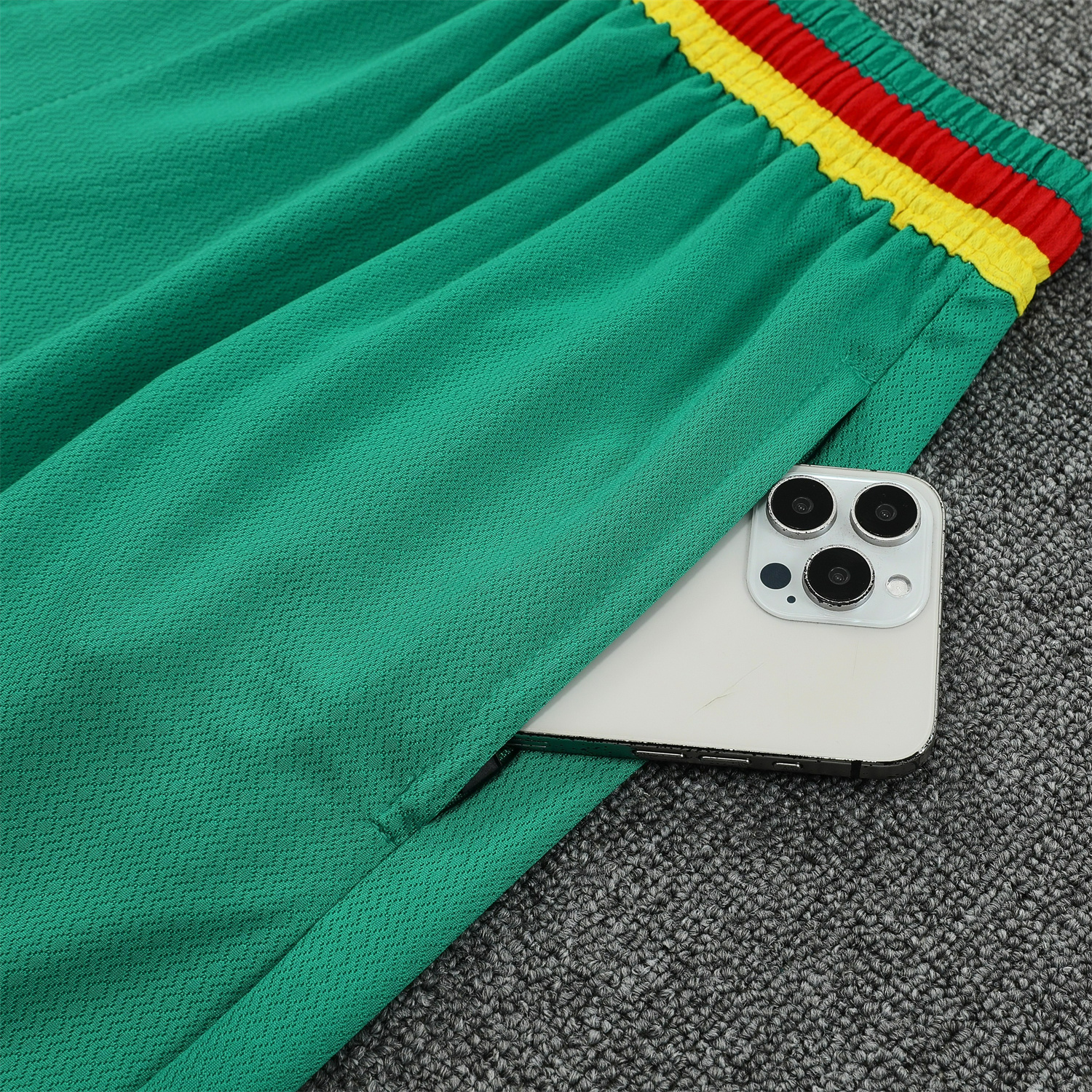 TKH-turbokithub-Cameroon 25-26 Short-Sleeve Training Set - White Top and Green Shorts