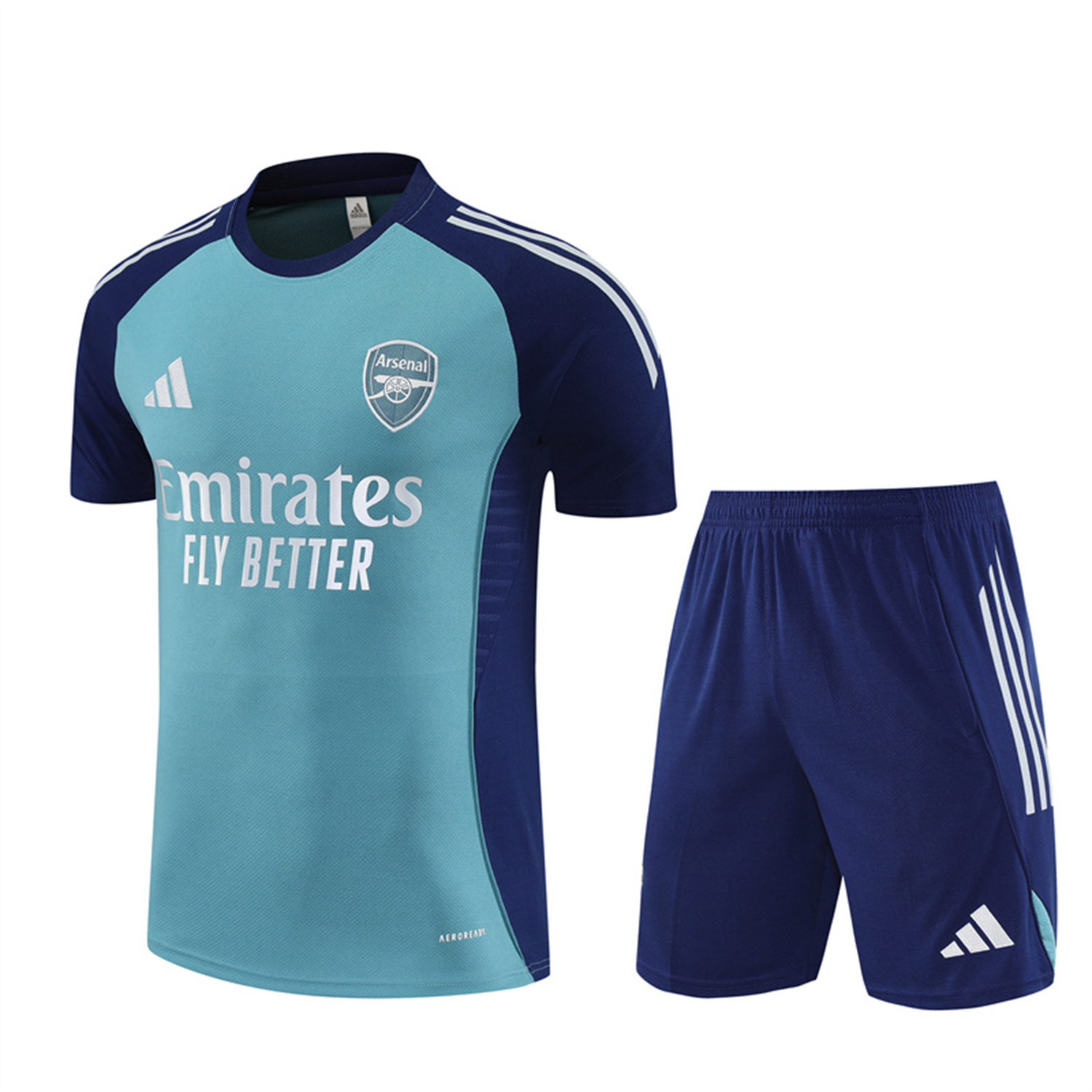 TKH-turbokithub-Arsenal 25-26 Short-Sleeve Training Set - Green Top and Deep Blue Shorts