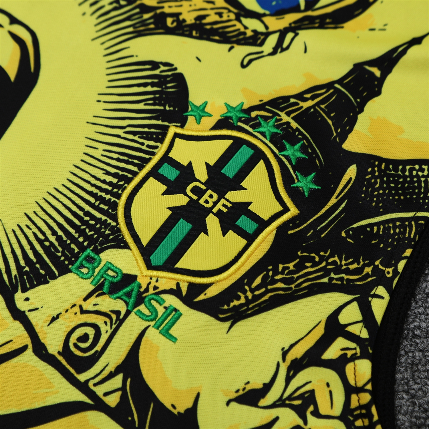 TKH-turbokithub-Brazil 25-26 Yellow Jesus Statue Vest Training Set - Yellow Vest & Black Shorts