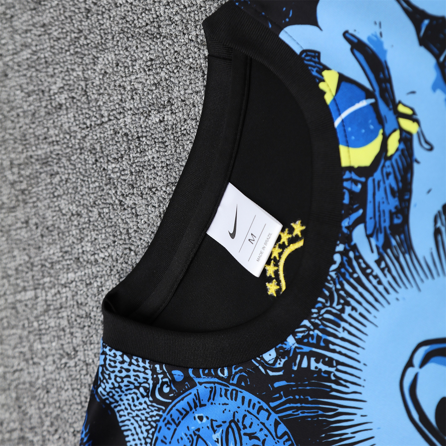 TKH-turbokithub-Brazil 25-26 Blue Jesus Statue Short-Sleeve Training Set - Blue Top & Black Shorts