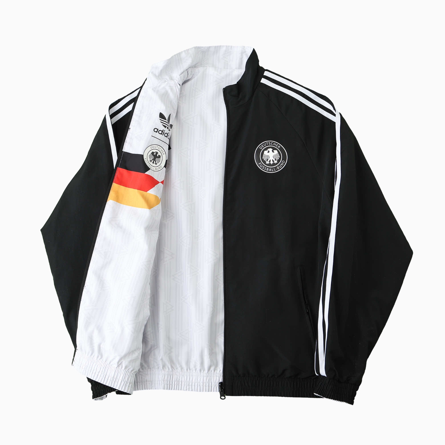 TKH-turbokithub-Retro Germany 1990 Double Sided Reversible Windbreaker - White & Black