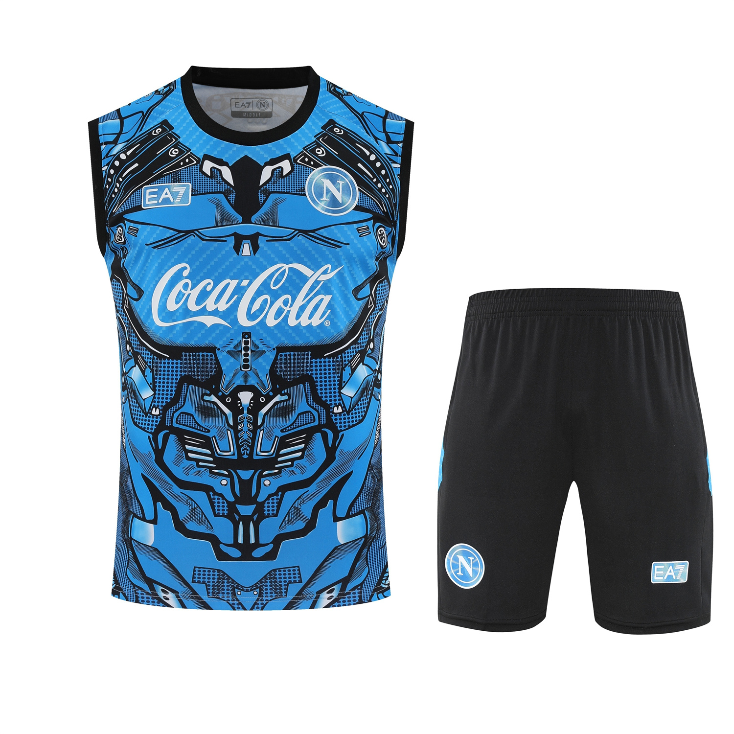 TKH-turbokithub-Napoli 25-26 Vest Training Set - Blue Mecha Vest & Black Shorts