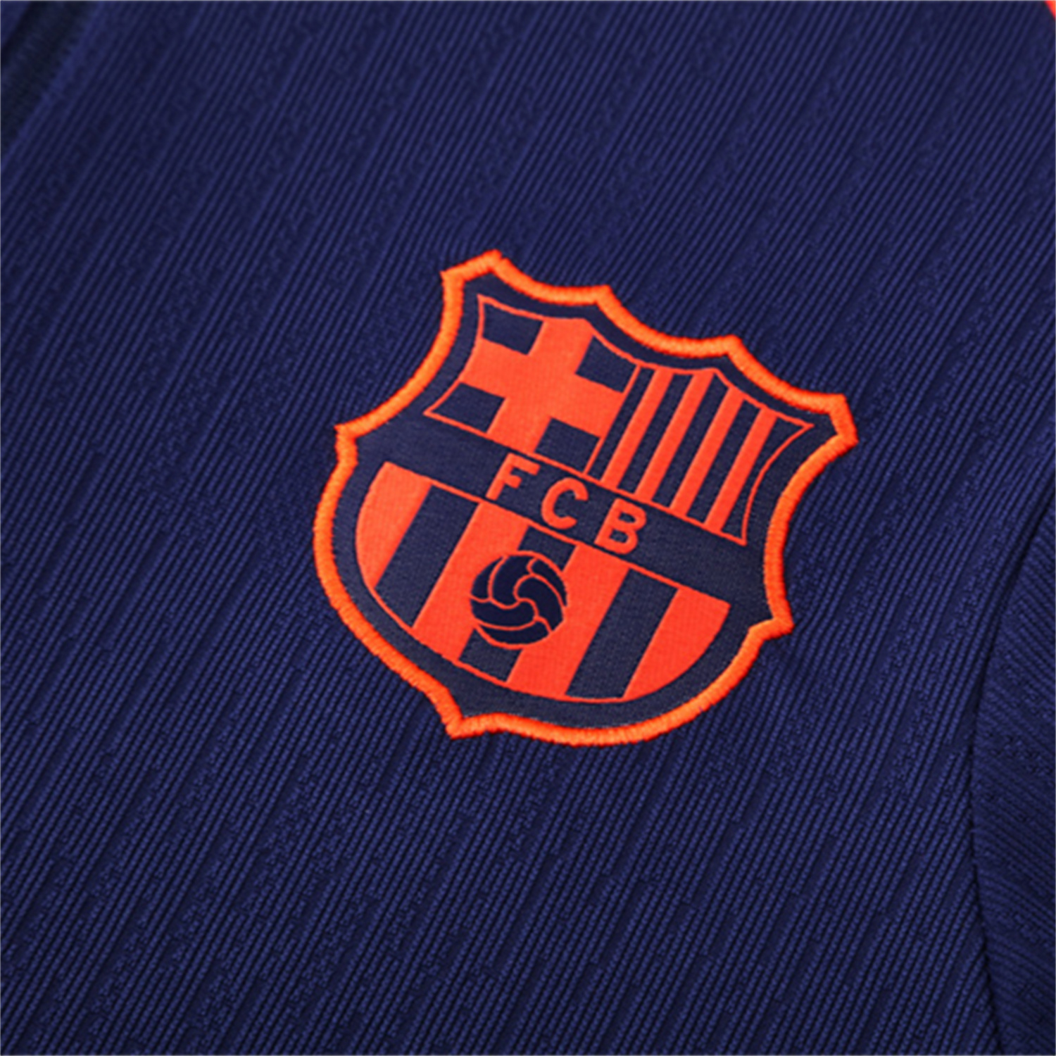TKH-turbokithub-Barcelona 25-26 Kids Long Sleeve Training Set - Royal Blue Top Orange Sponsor & Royal Blue Pants