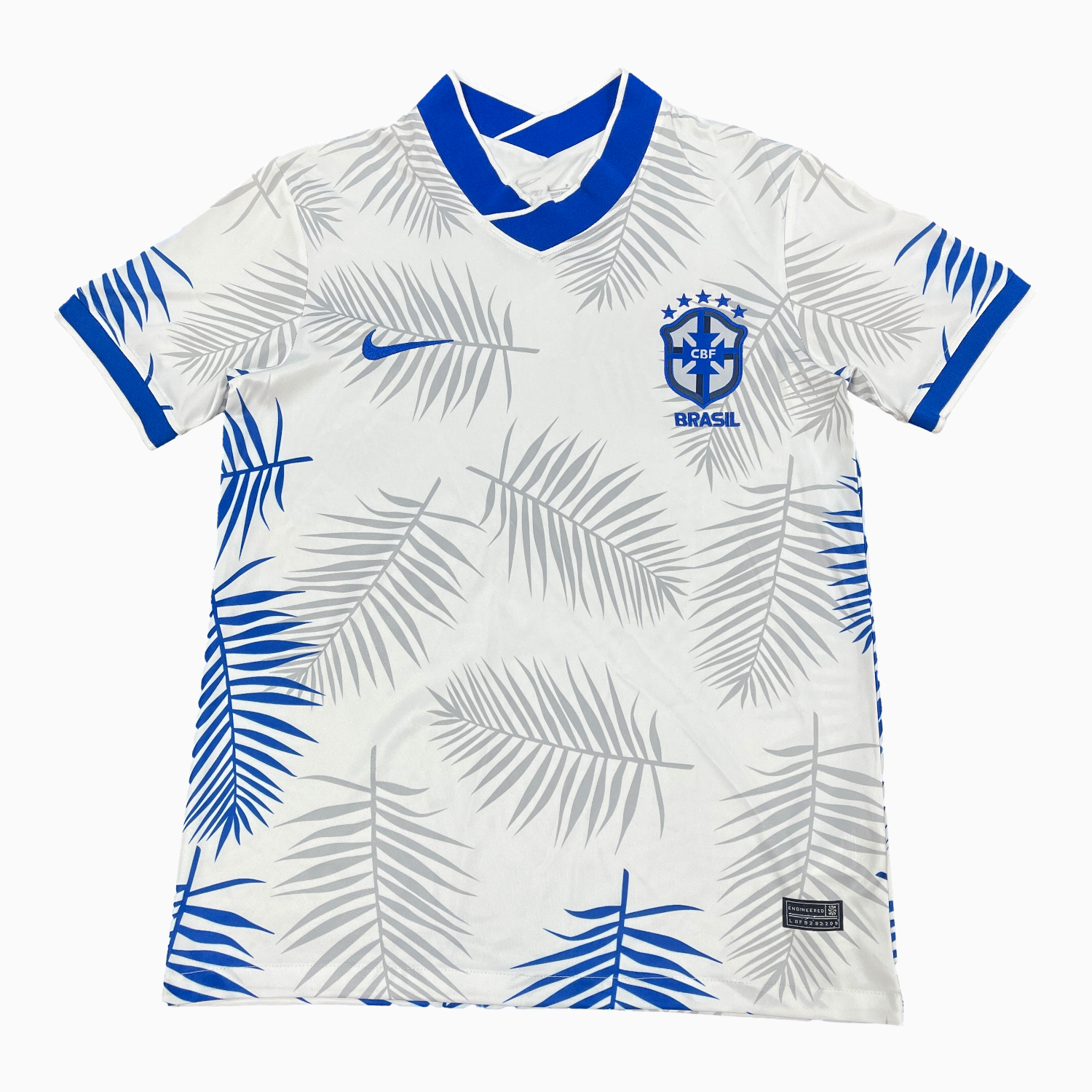 TKH-turbokithub-Brazil 25-26 Blue And Grey Leaves White Jersey - Fans Version