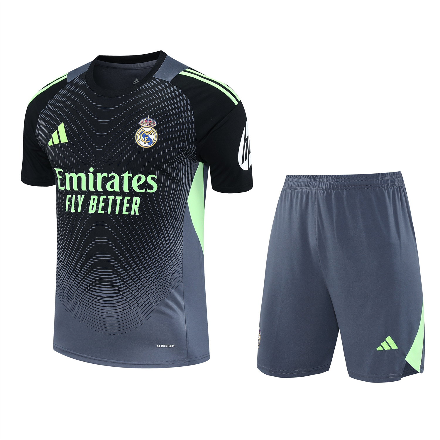 TKH-turbokithub-Real Madrid 25-26 Short-Sleeve Training Set - Deep Gray Top & Gray Shorts