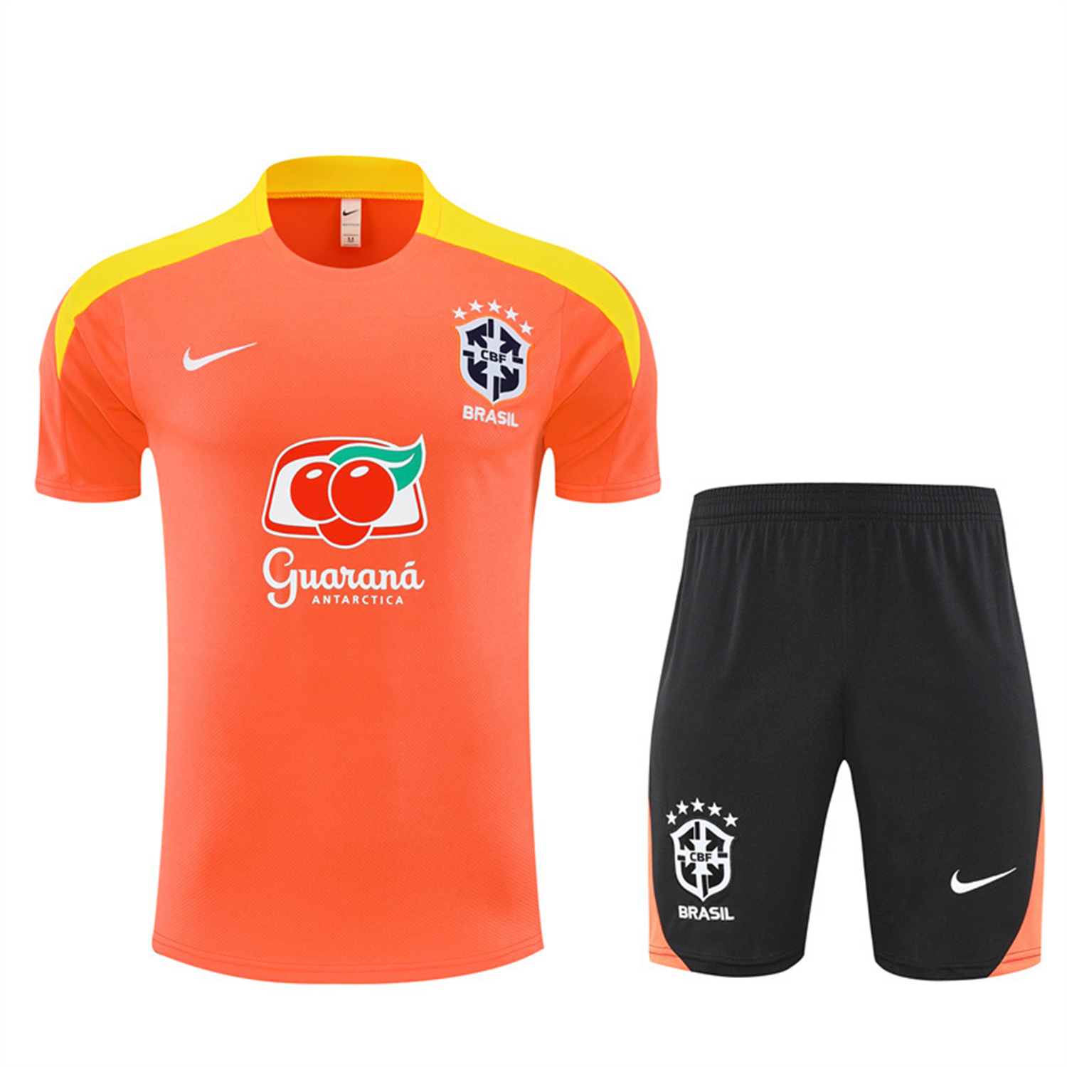 TKH-turbokithub-Brazil 25-26 Short-Sleeve Training Set - Orange Top & Black Shorts