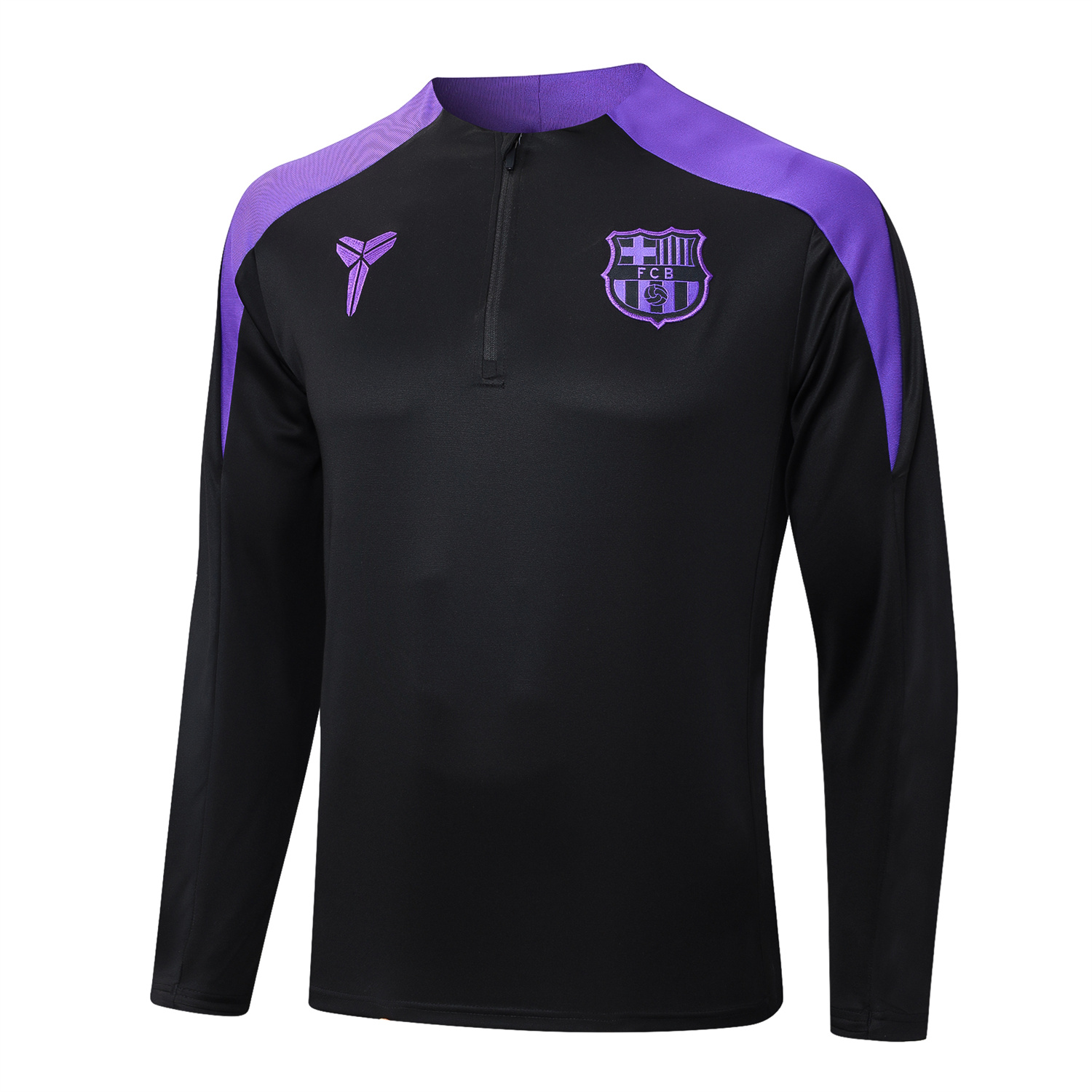 TKH-turbokithub-Barcelona X KB 25-26 Long Sleeve Training Set - Black Top with Purple Badge and Black Pants