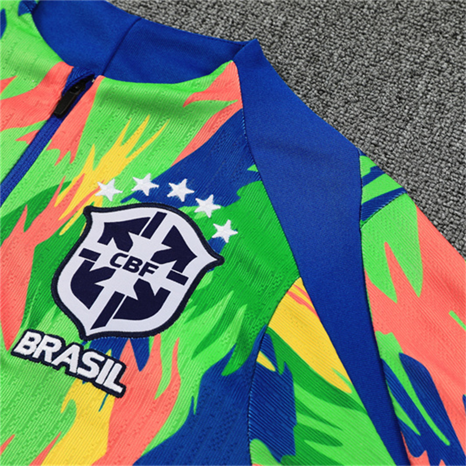 TKH-turbokithub-Brazil 25-26 Long Sleeve Training Set - Colorful Camouflage Top & Royal Blue Pants