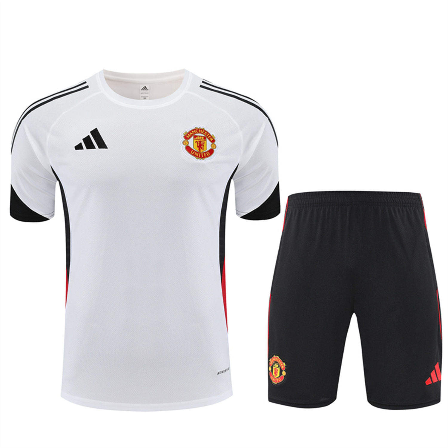 TKH-turbokithub-Manchester United 25-26 Short-Sleeve Training Set - White Top & Black Shorts