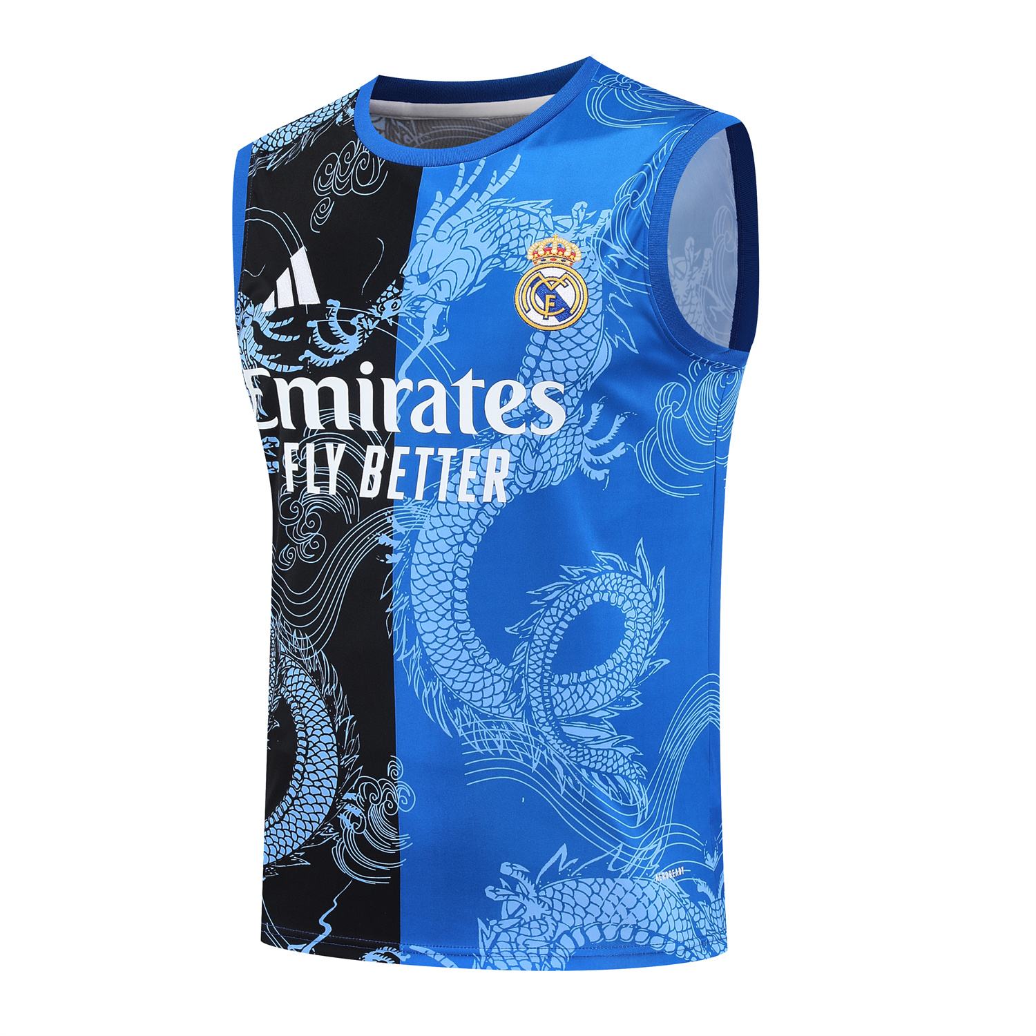 TKH-turbokithub-Real Madrid 25-26 Vest Training Set - Blue Black Dragon Vest & Black-White Shorts