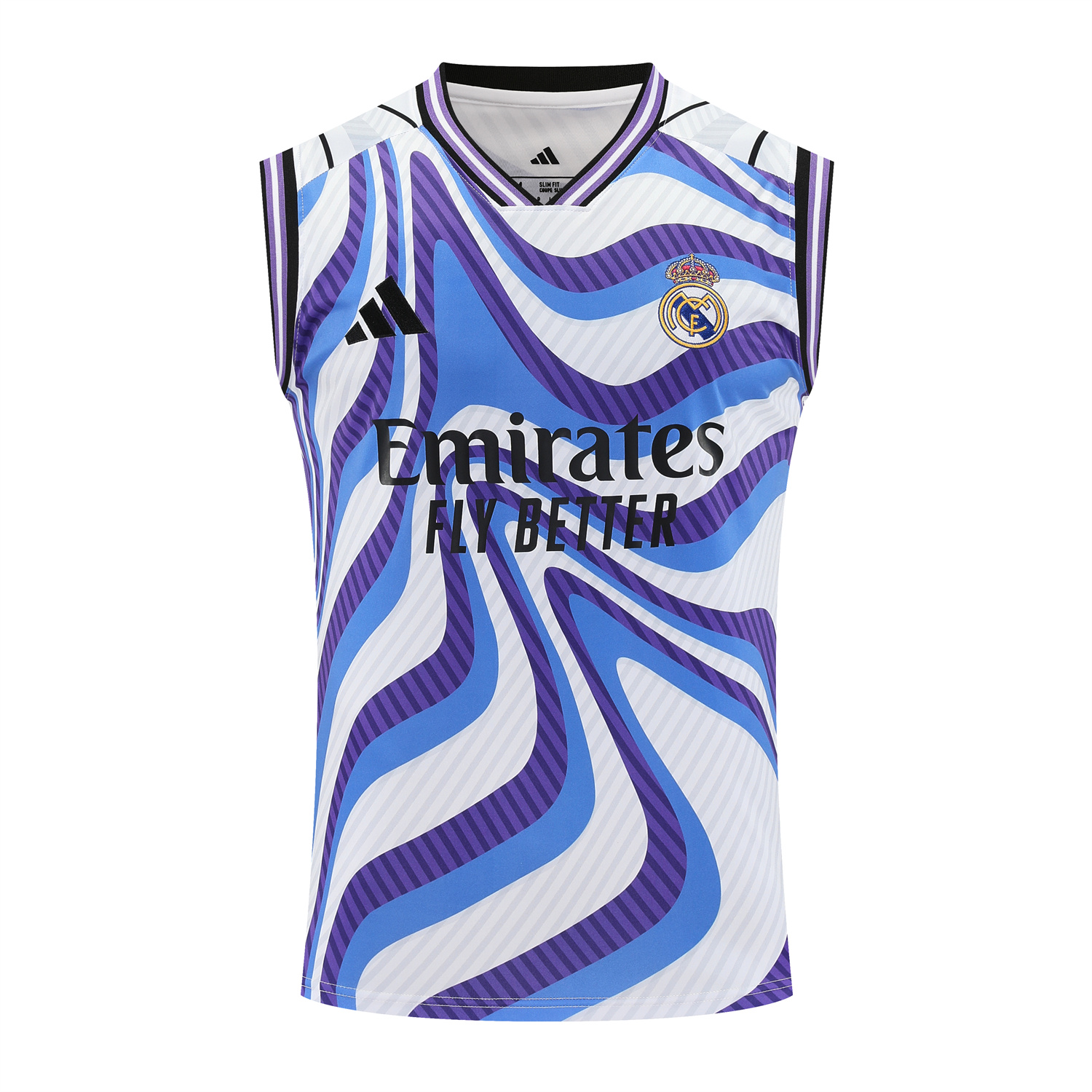 TKH-turbokithub-Real Madrid 25-26 Vest Training Set - Blue Purple Curve Pattern Vest & Black Shorts
