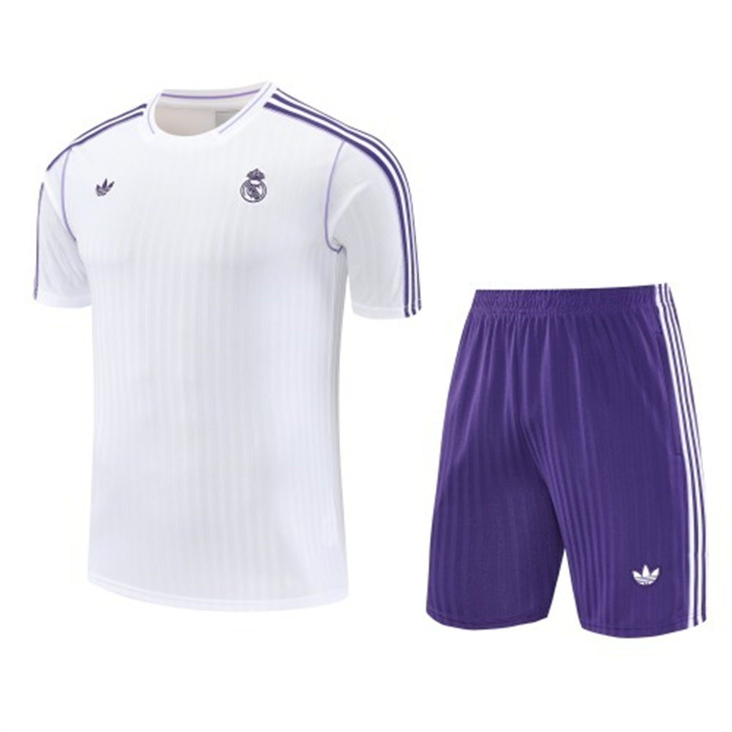TKH-turbokithub-Real Madrid 25-26 Short-Sleeve Training Set - Purple And White Top & Purple Shorts