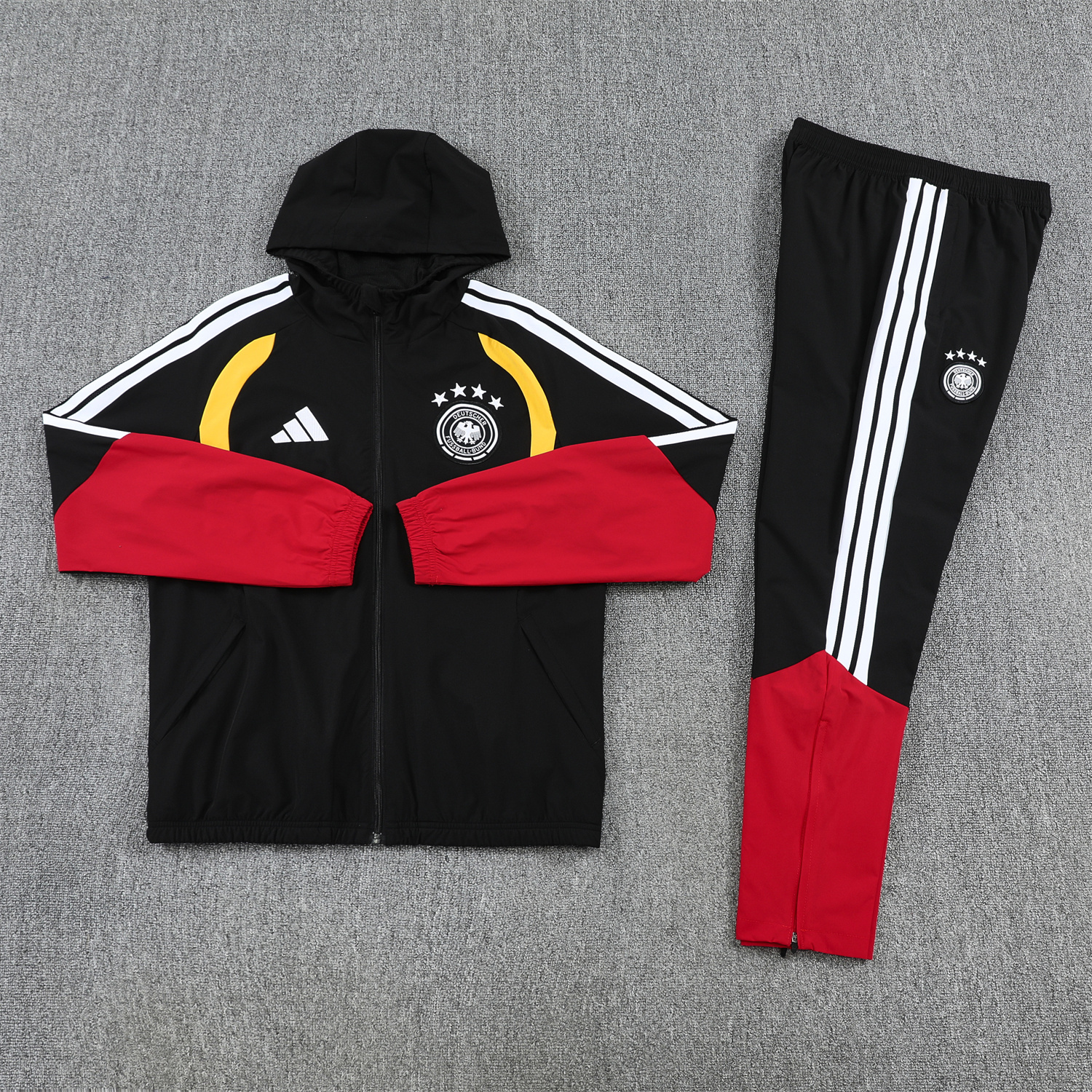 TKH-turbokithub-Germany 2026 Hooded Windbreaker Training Set - Black Red Top and Pants
