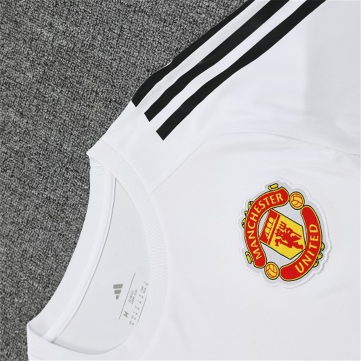 TKH-turbokithub-Manchester United 25-26 Short-Sleeve Training Set - Red Black Blocks White Top & Black Shorts