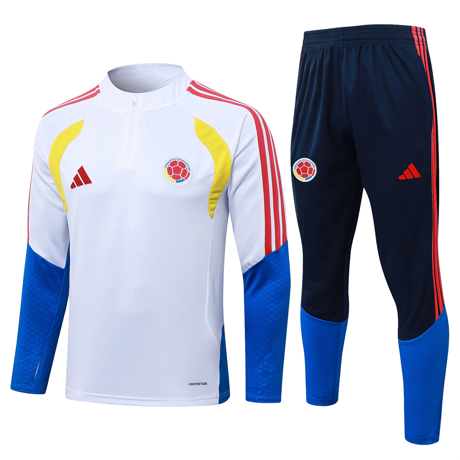 TKH-turbokithub-Colombia 2026 Long Sleeve Training Set - White Top & Black Pants