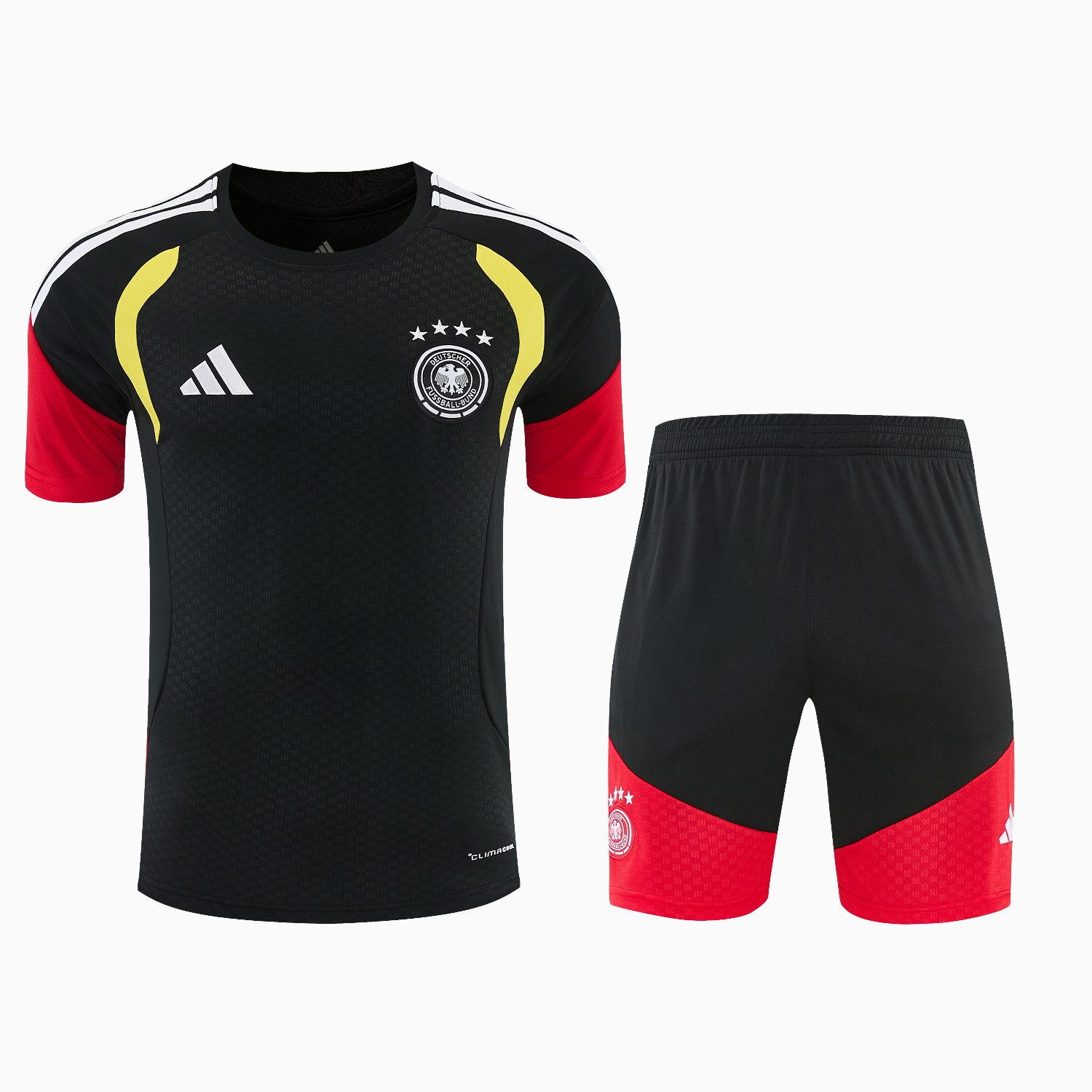 TKH-turbokithub-Germany 2026 Short-Sleeve Training Set - Black With Red Top & Black With Red Pants