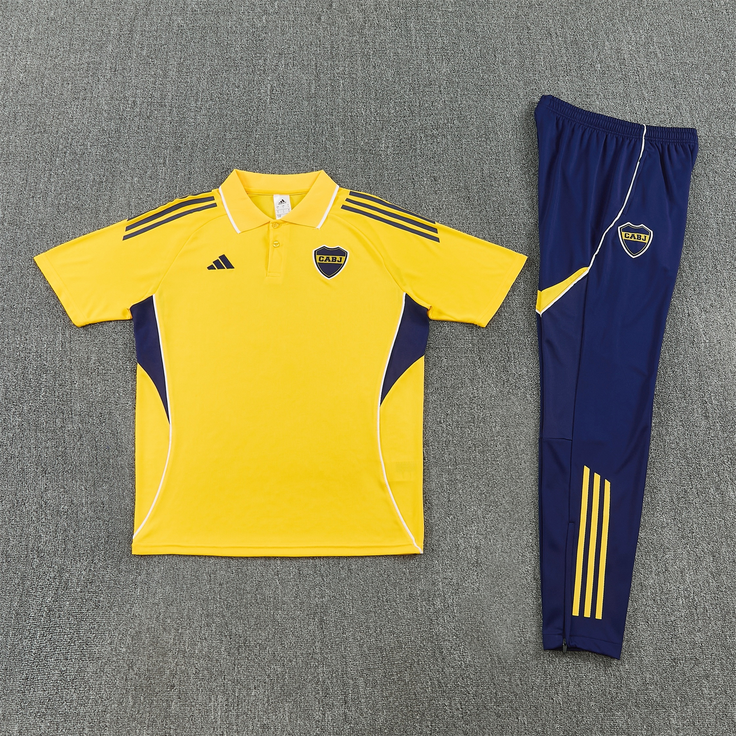 TKH-turbokithub-Boca Juniors 25-26 POLO Short-Sleeve Training Set - Yellow Top and Dark Blue Pants