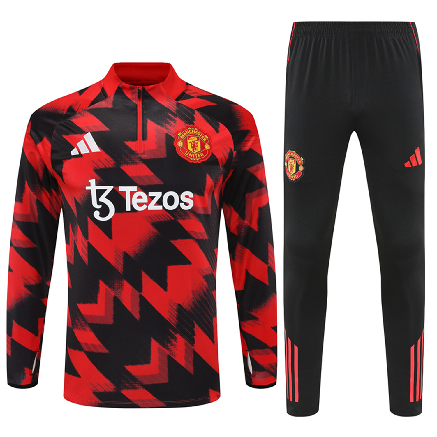 TKH-turbokithub-Manchester United 25-26 Kid Long Sleeves Training Set - Red-Black Top & Black Pants