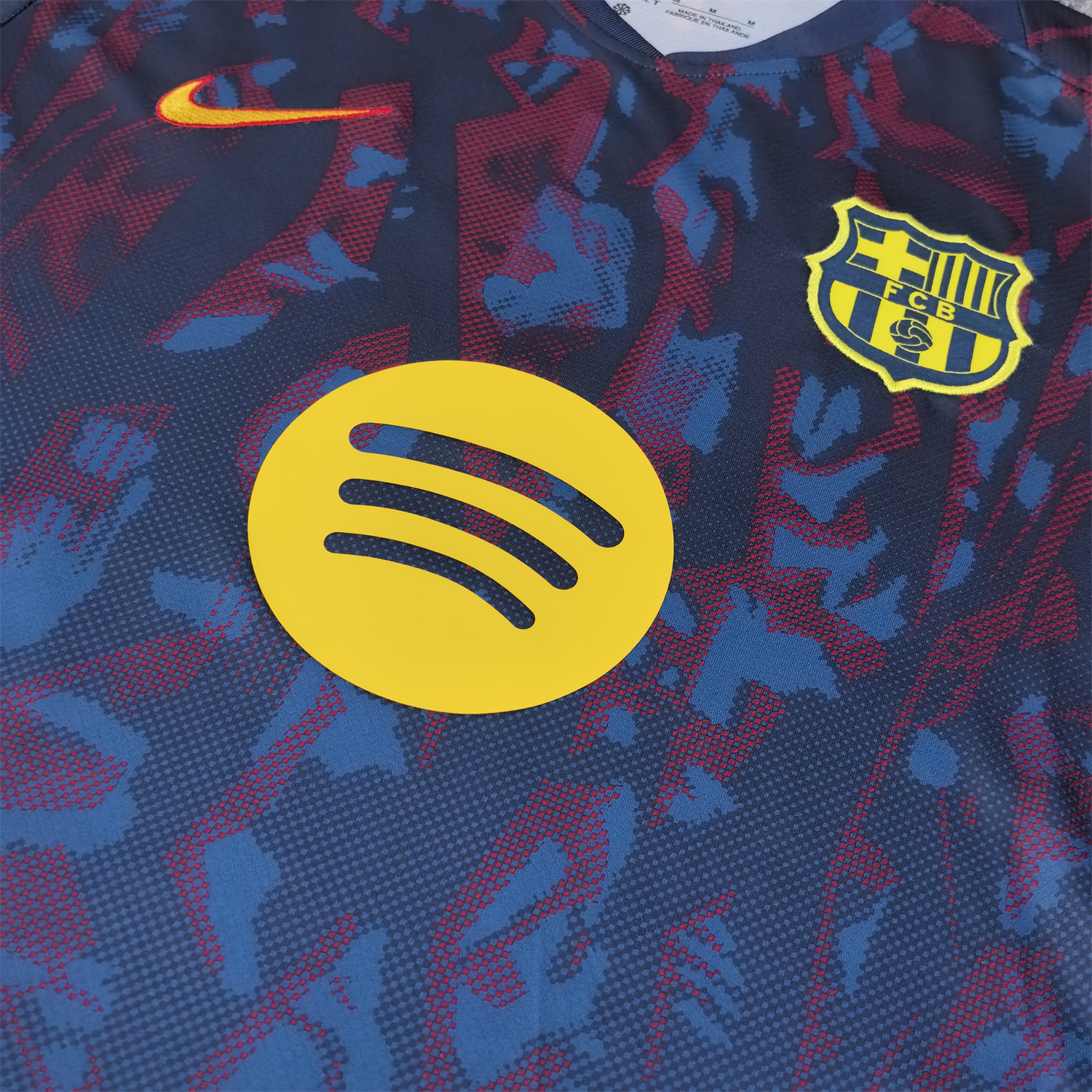 TKH-turbokithub-Barcelona 25-26 Deep Blue Training Jersey with Red and Blue Tree Pattern - Fans Version
