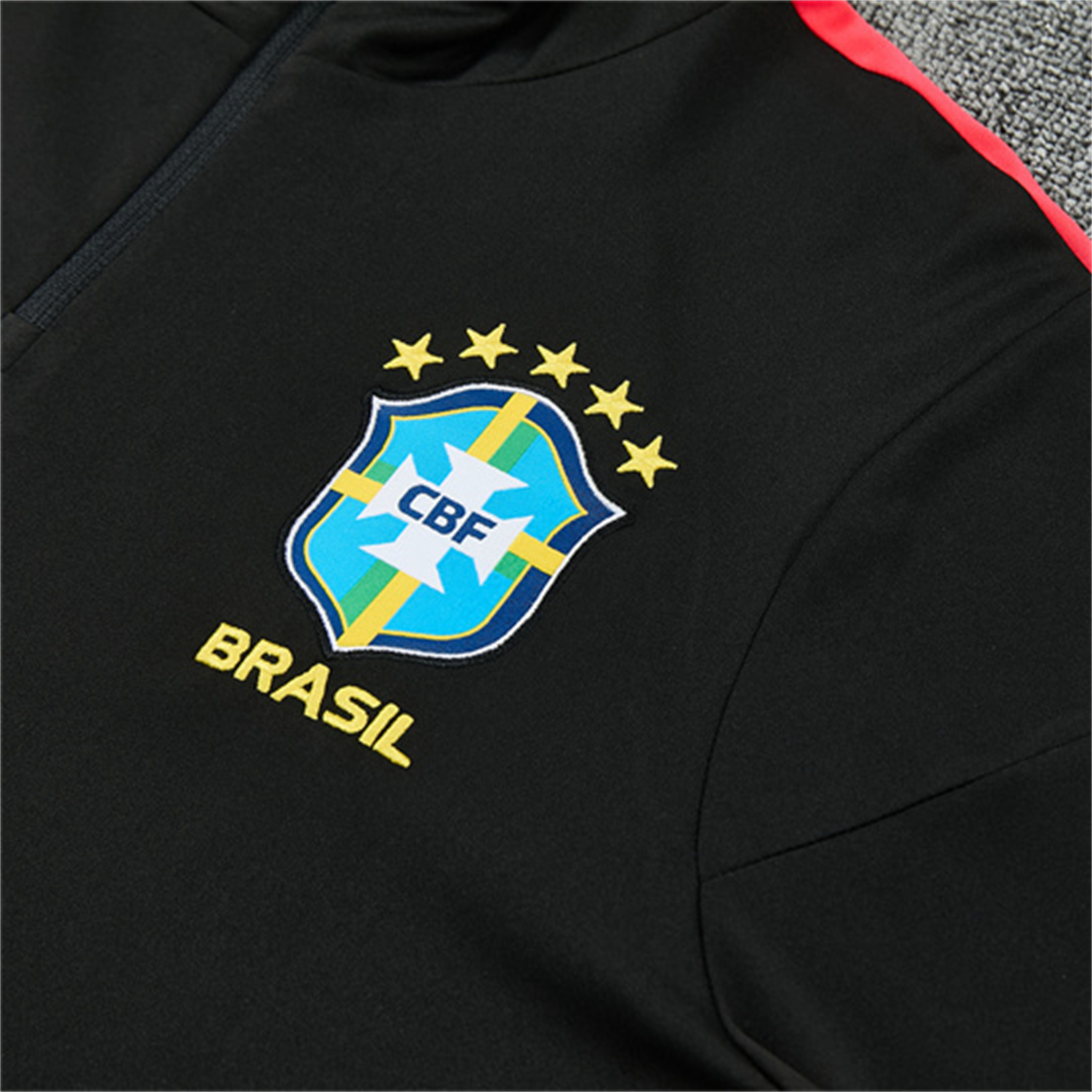 TKH-turbokithub-Brazil X JD 2026 Kids Long Sleeves Training Set - Black Top And Black Orange Pants