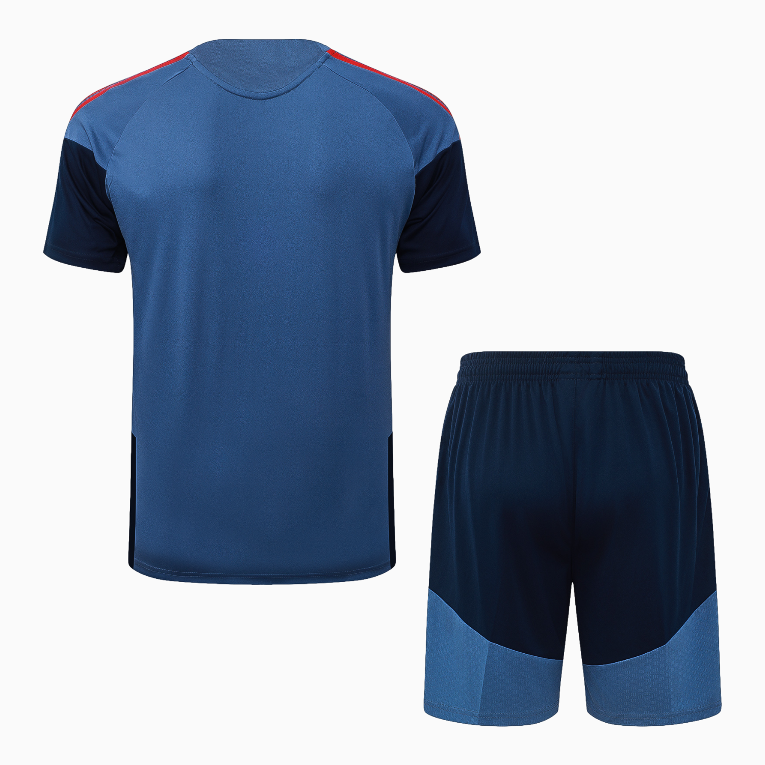 TKH-turbokithub-Bayern Munich 26-27 Short-Sleeve Training Set - Grey-Blue Top & Deep Navy Blue Shorts