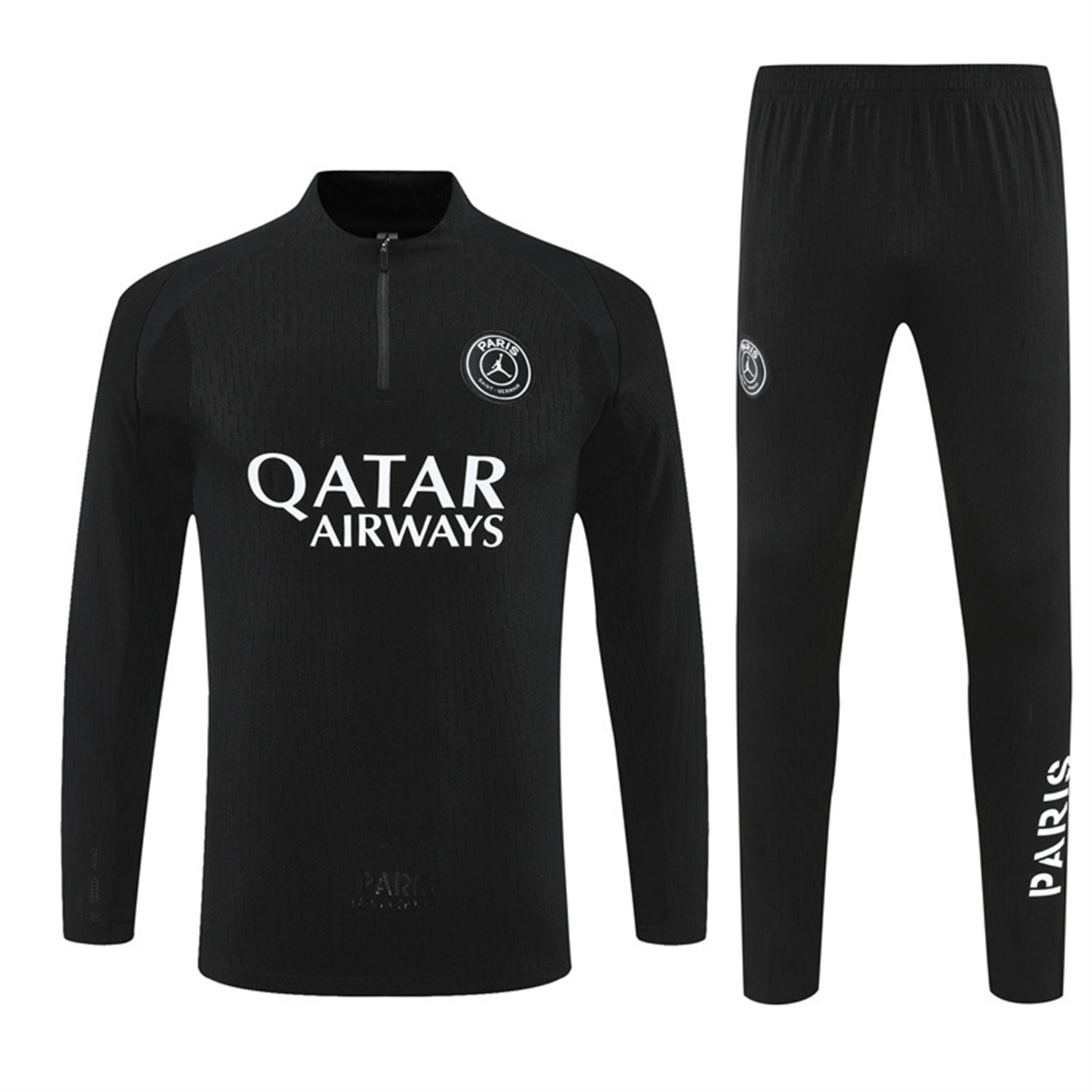 TKH-turbokithub-Paris Saint-Germain PSG 25-26 Jordan Kids Long Sleeve Training Set - Pure Black Top & Pants