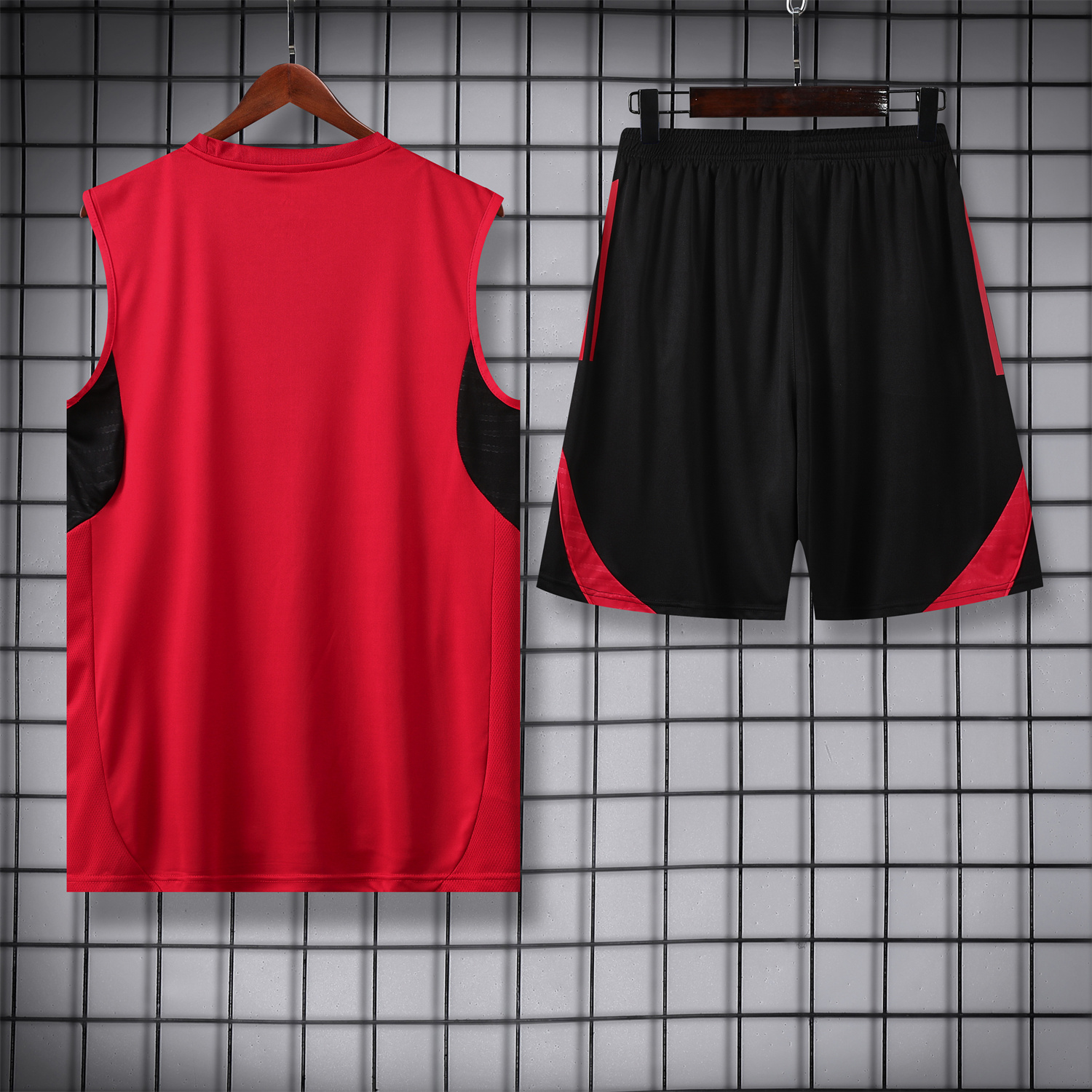 TKH-turbokithub-Manchester United 25-26 Vest Training Set - Pure Red Vest & Black Shorts