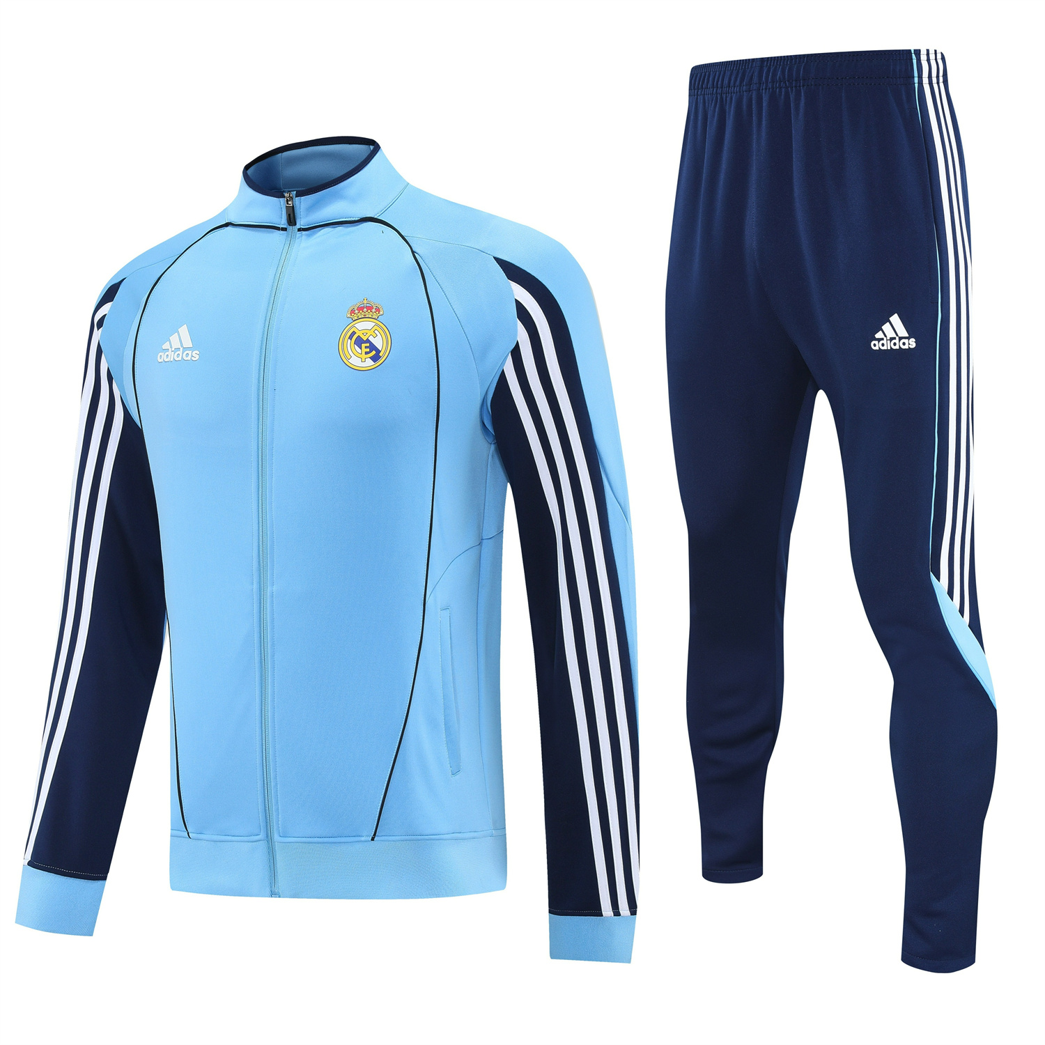 TKH-turbokithub-Real Madrid 25-26 Jacket Training Tracksuit - Light Blue Jackets & Deep Blue Pants